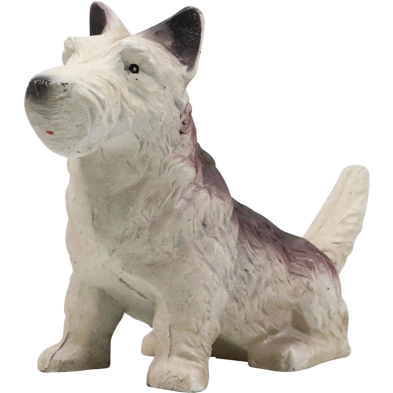 Novelty Cast Iron Terrier Dog Figure Doorstop Statue in Original Paint Finish: Novelty Cast Iron Terrier Dog Figure Doorstop Statue in Original Paint Finish. size: 7.25h 10.5w
