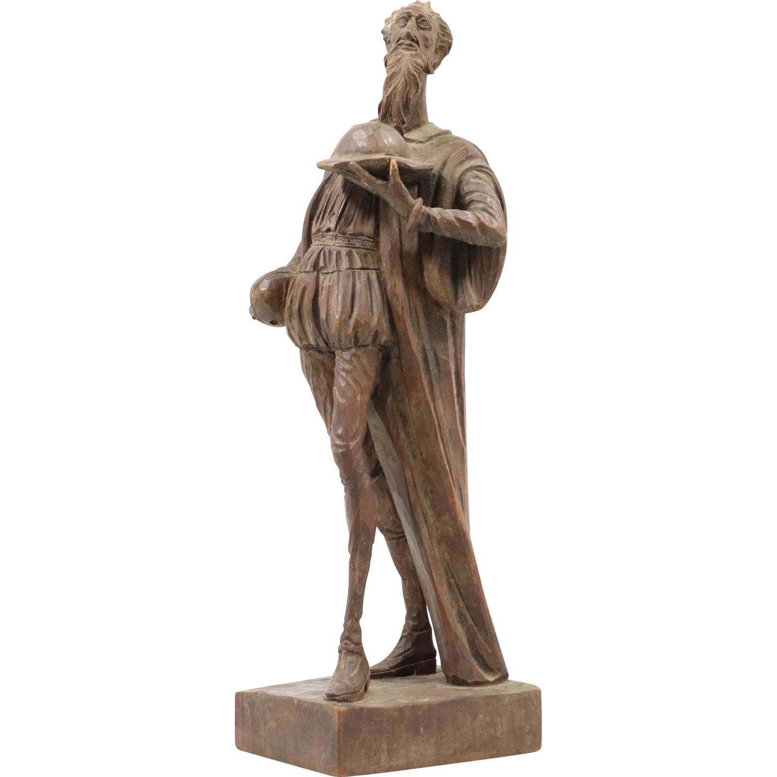 Finely Carved Wood Don Quixote Standing Figure Sculpture: Finely Carved Wood Don Quixote Standing Figure Sculpture size: 14.5h 4.75w