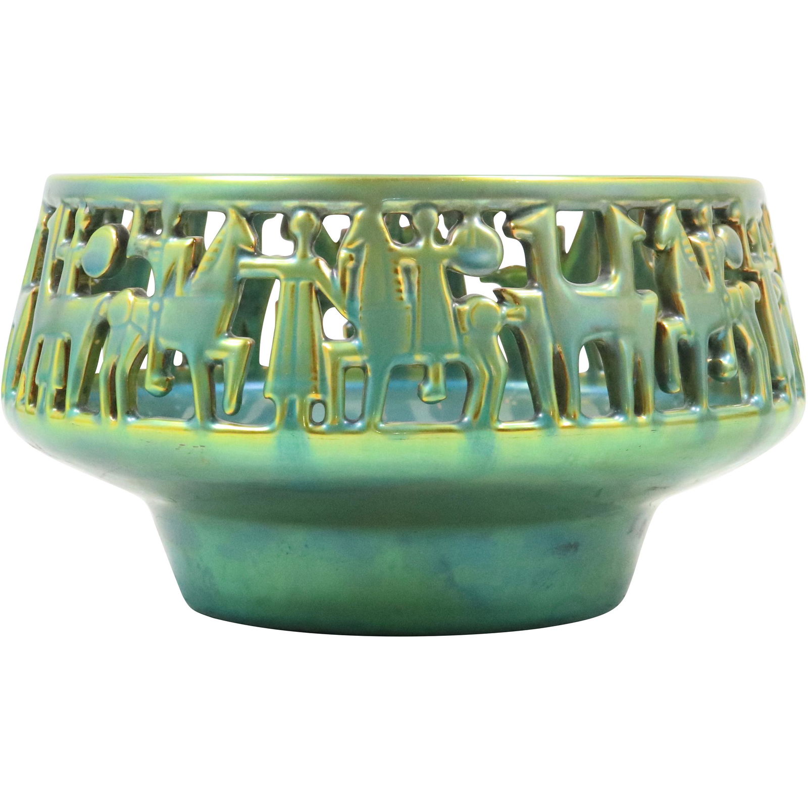 Zsolnay Hungary Green Lustre Porcelain Bowl with Figures on Horses - Has Flaw See Picture: Zsolnay Hungary Green Lustre Porcelain Bowl with Figures on Horses - Has Flaw See Picture size: 4.5h 7.5w