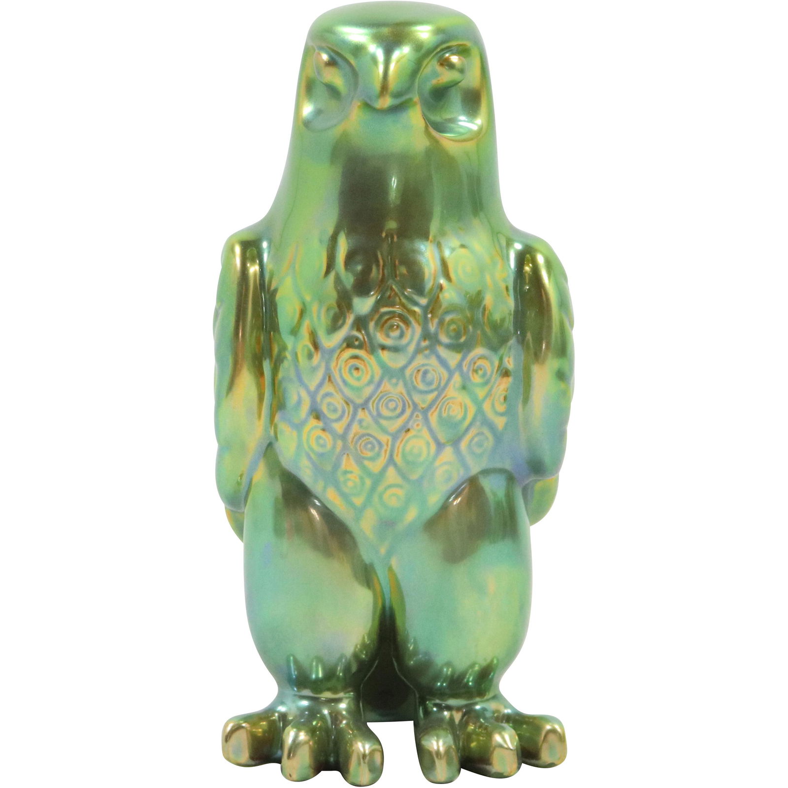 Zsolnay Hungary Green Lustre Porcelain EAGLE Figure Statue: Zsolnay Hungary Green Lustre Porcelain EAGLE Figure Statue size: 7h 4w