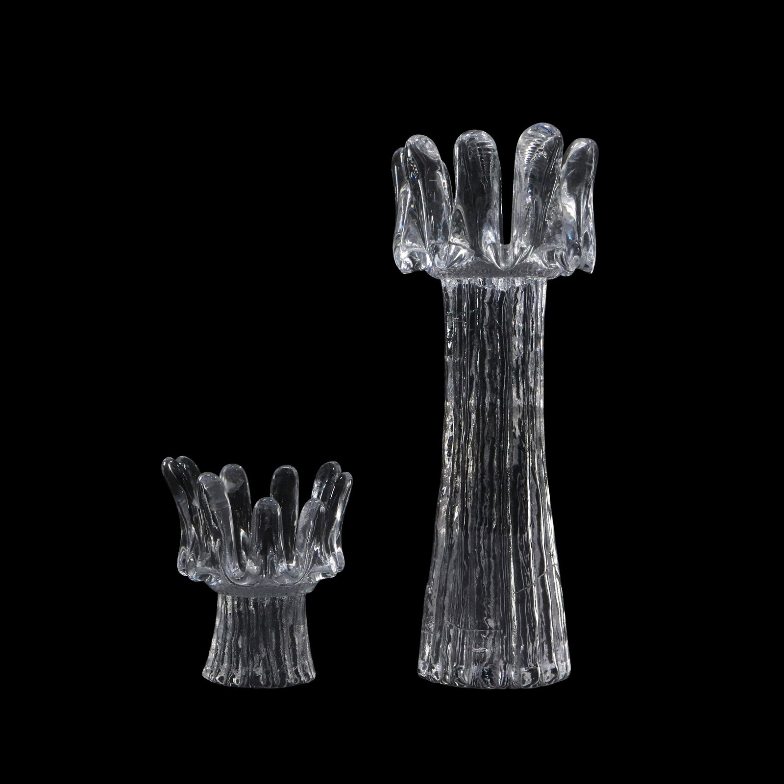 [2] KOSTA BODA Goran Warff "Organic" Candleholders: [2] KOSTA BODA Goran Warff "Organic" Candleholders. size: 4.75 11.25h 4 4.5w