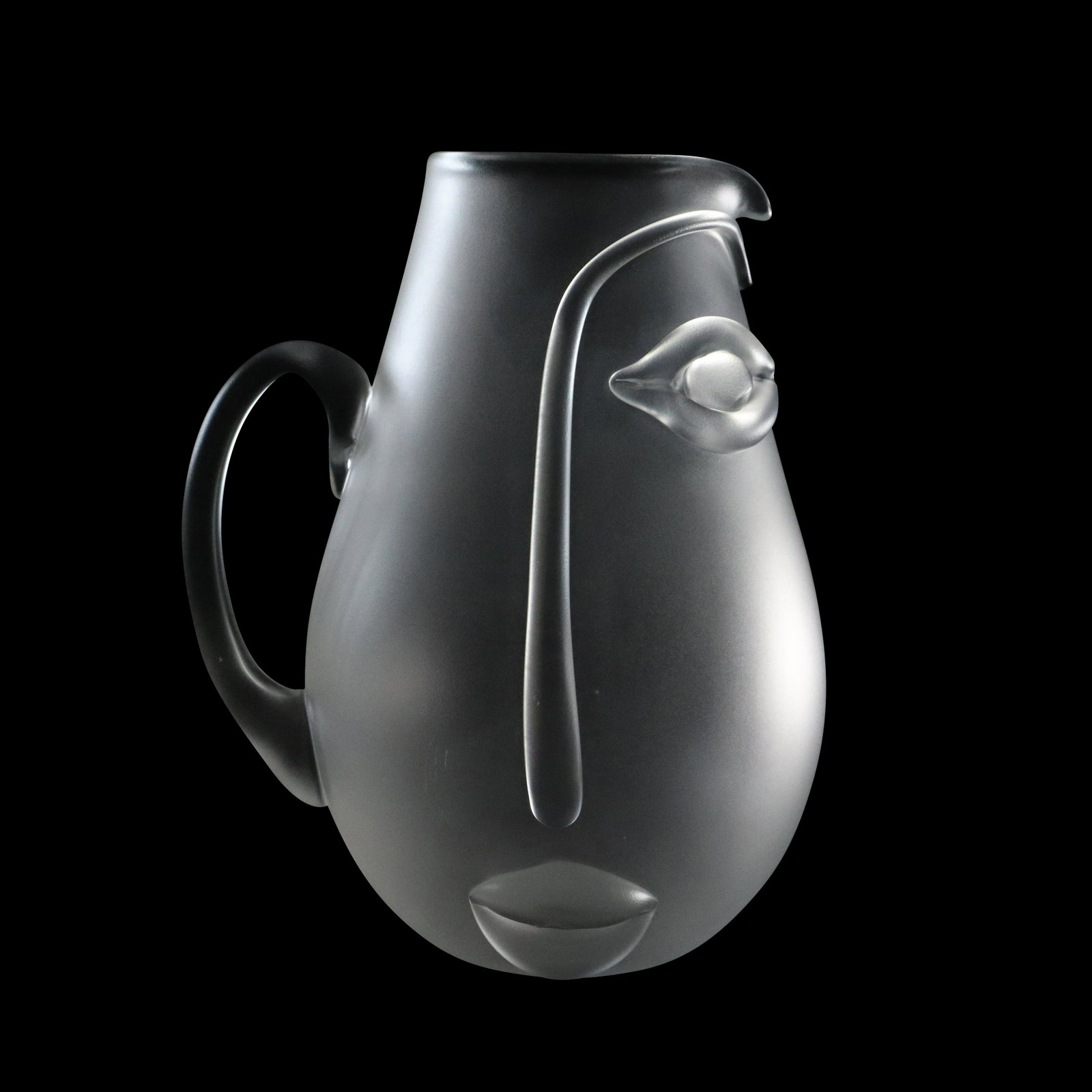 Blowzone '97, after Pablo Picasso, Satin Glass "Face" Pitcher: Blowzone '97, after Pablo Picasso, Satin Glass "Face" Pitcher. size: 7.25h 5.5w