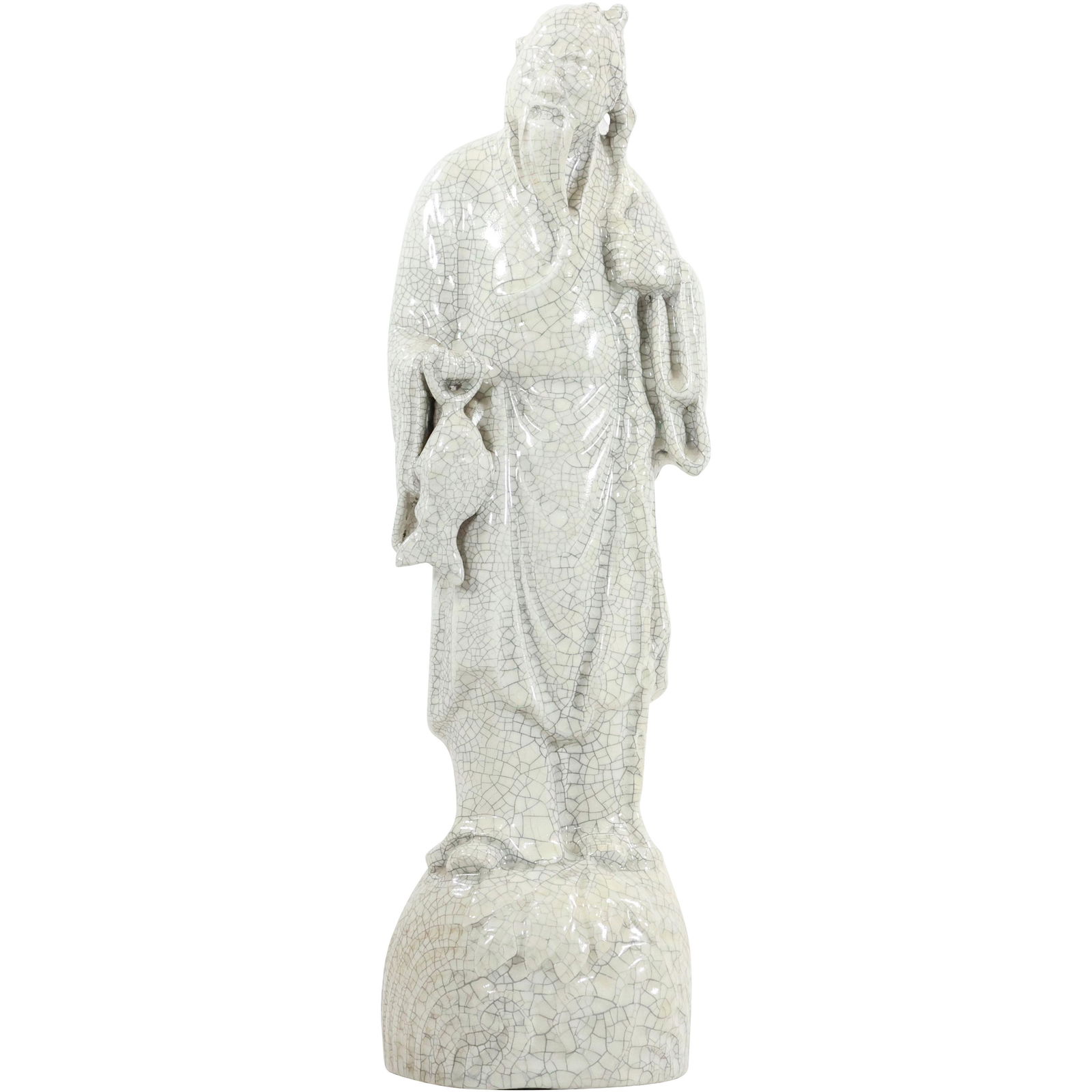 Vintage Chinese White Celadon Fisherman Figure Statue: Vintage Chinese White Celadon Fisherman Figure Statue. size: 18.25h 5w