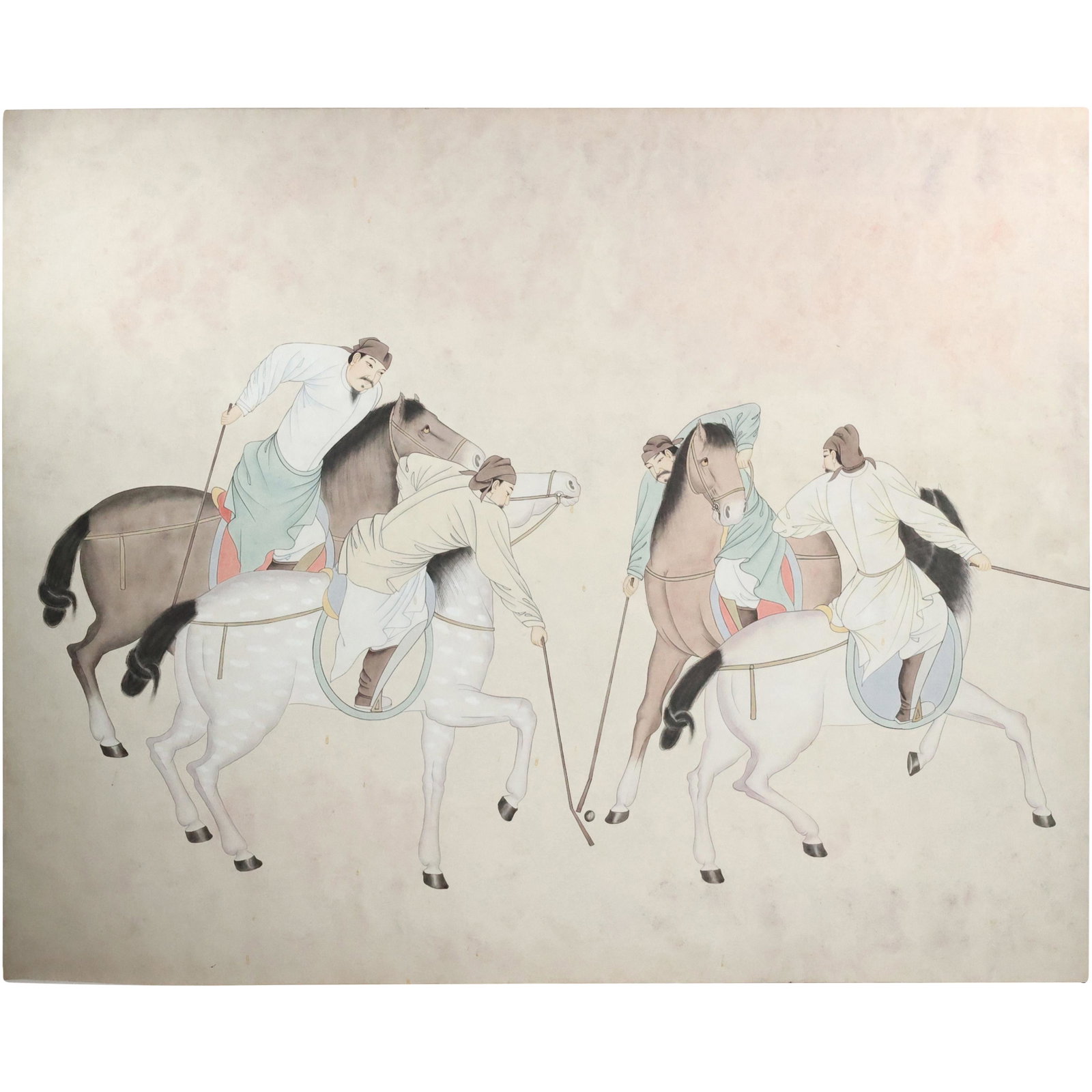 Contemporary Indian Mughal Oil Painting: Contemporary Indian Mughal Oil Painting size: 47.75 x 60