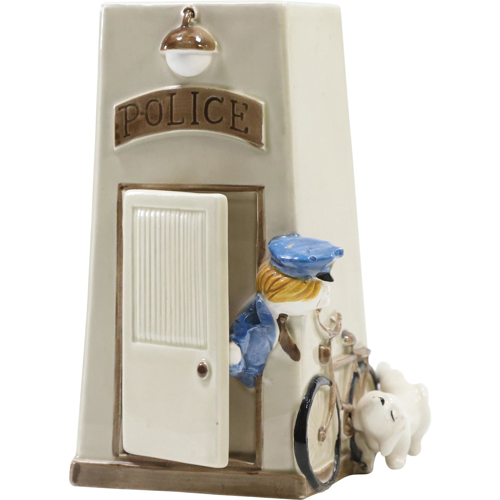 Fitz and Floyd Ceramic Police "Comfort Station" Vase: size: 7.5 x 4.5