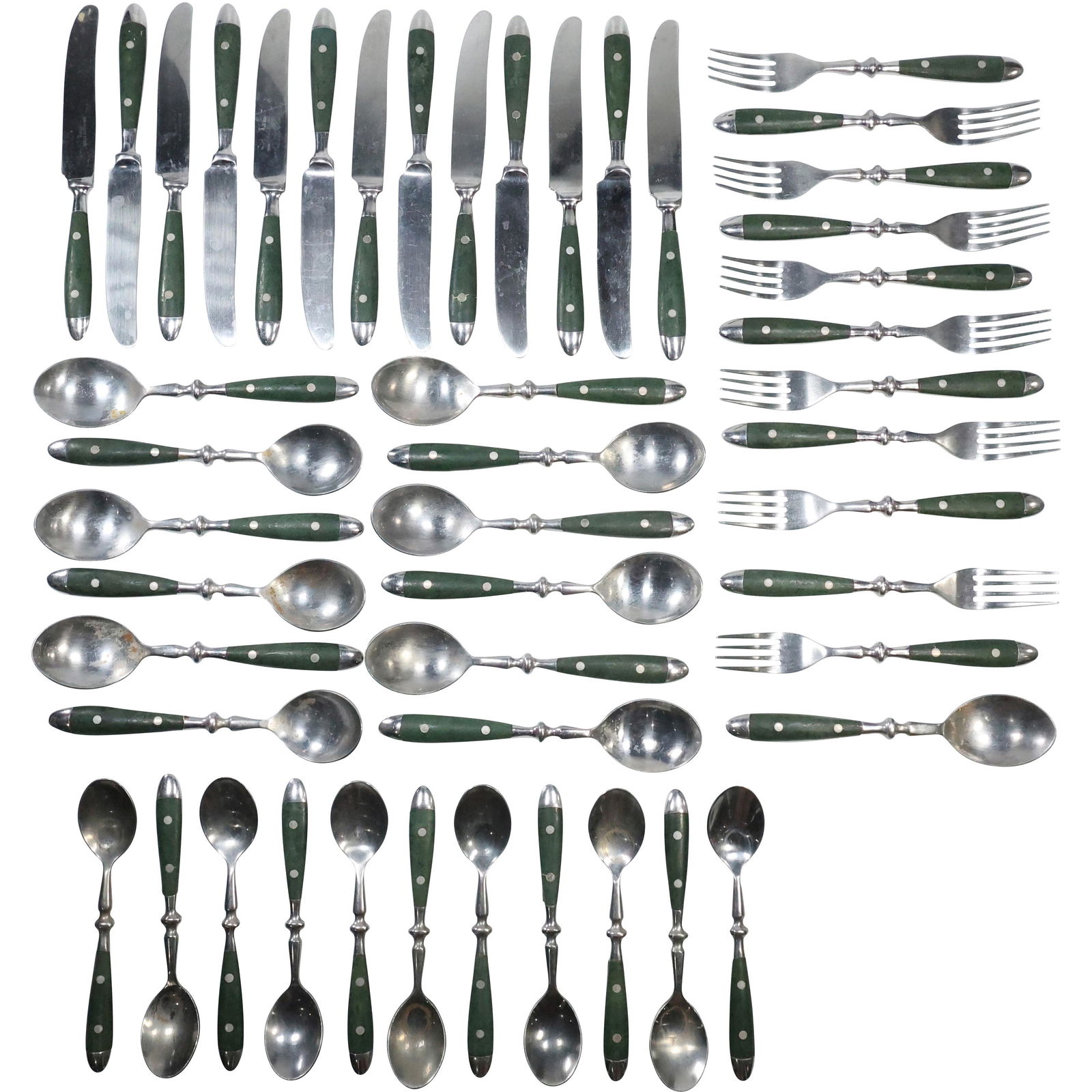 Vintage Green Bakelite Handles Flatware - See Pictures for Item Count: Vintage Green Bakelite Handles Flatware - See Pictures for Item Count size: