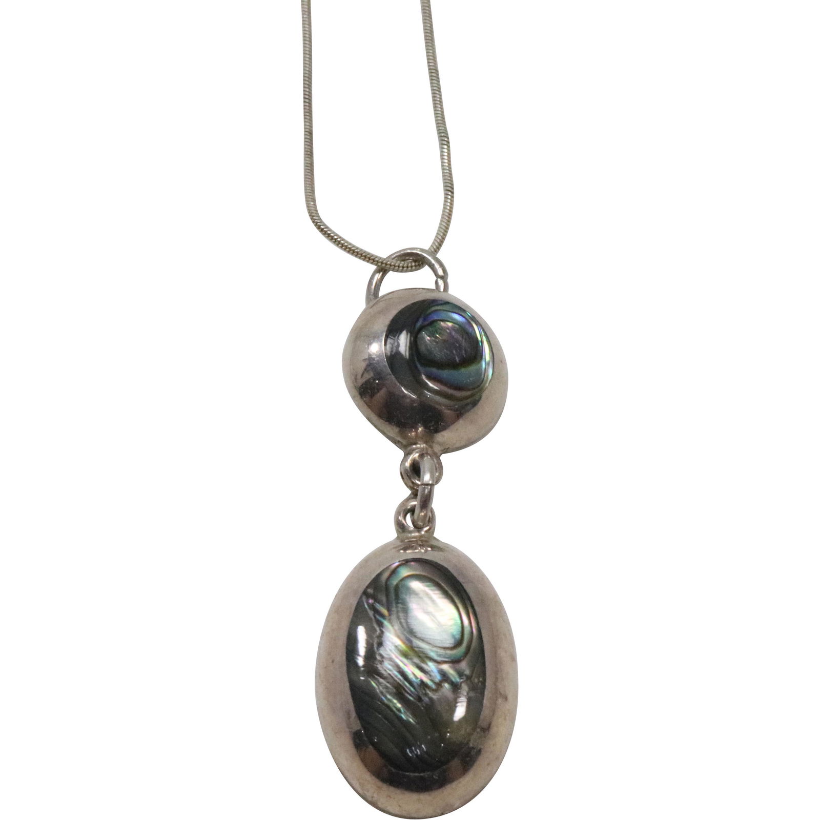 .925 Sterling Silver Mexico Abalone Pendant Necklace 20 in. x 2 1/4 in. x 5/8 in.: .925 Sterling Silver Mexico Abalone Pendant Necklace 20 in. x 2 1/4 in. x 5/8 in.
