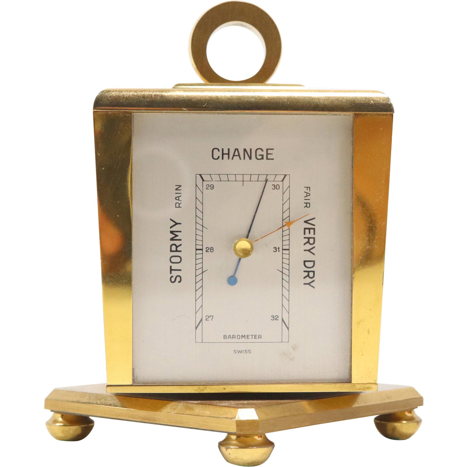 Hamilton Swiss Brass Rotating Clock - Barometer Combination: Hamilton Swiss Brass Rotating Clock - Barometer Combination. size: 5.25h 3.25w