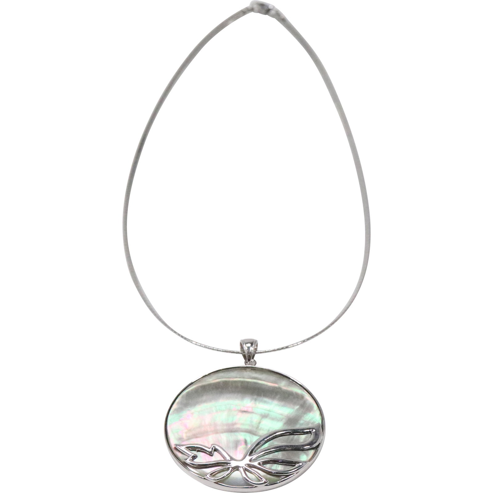 .925 Sterling Silver Snake Chain with Abalone Pendant Necklace 18 in. x 2 in.: .925 Sterling Silver Snake Chain with Abalone Pendant Necklace 18 in. x 2 in.