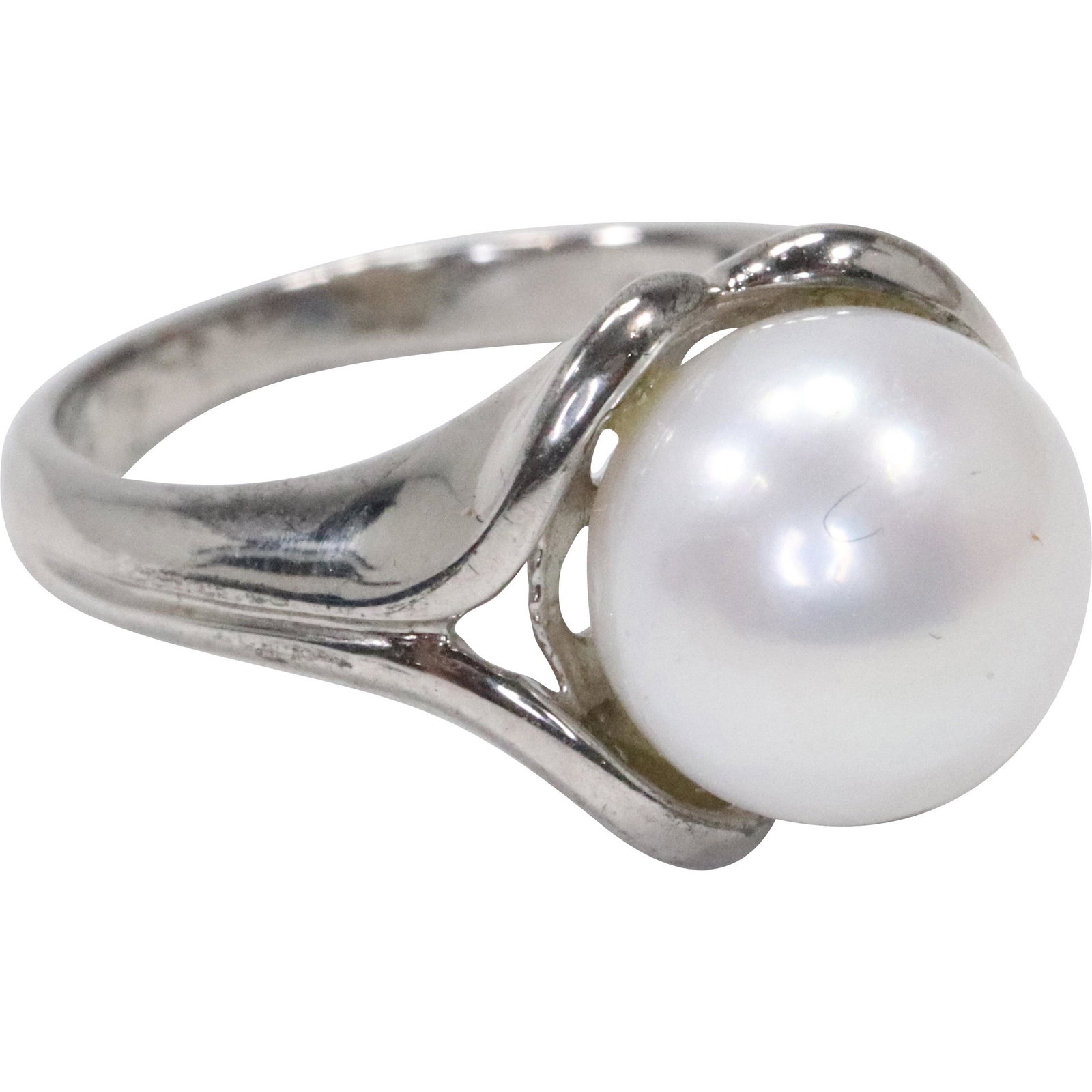 .925 Sterling Silver White Cultured Fresh Water Pearl Ring Size 7 ; 3/4 in. x 3/8 in.: .925 Sterling Silver White Cultured Fresh Water Pearl Ring Size 7 ; 3/4 in. x 3/8 in.