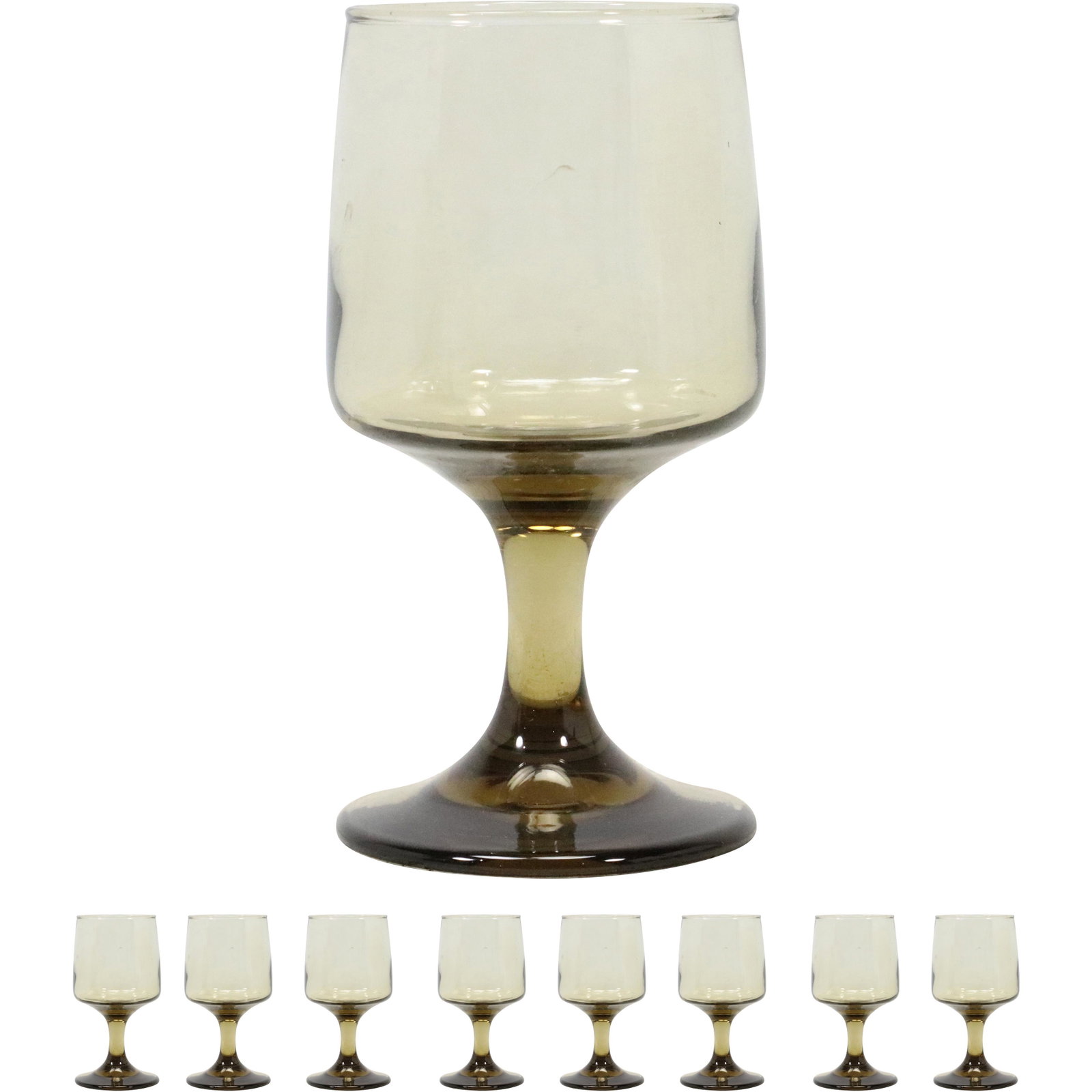 [8] Mid-Century Modern Smoked Glass Stemmed Cocktail Glasses: [8] Mid-Century Modern Smoked Glass Stemmed Cocktail Glasses. size: 5.25h 2.75w