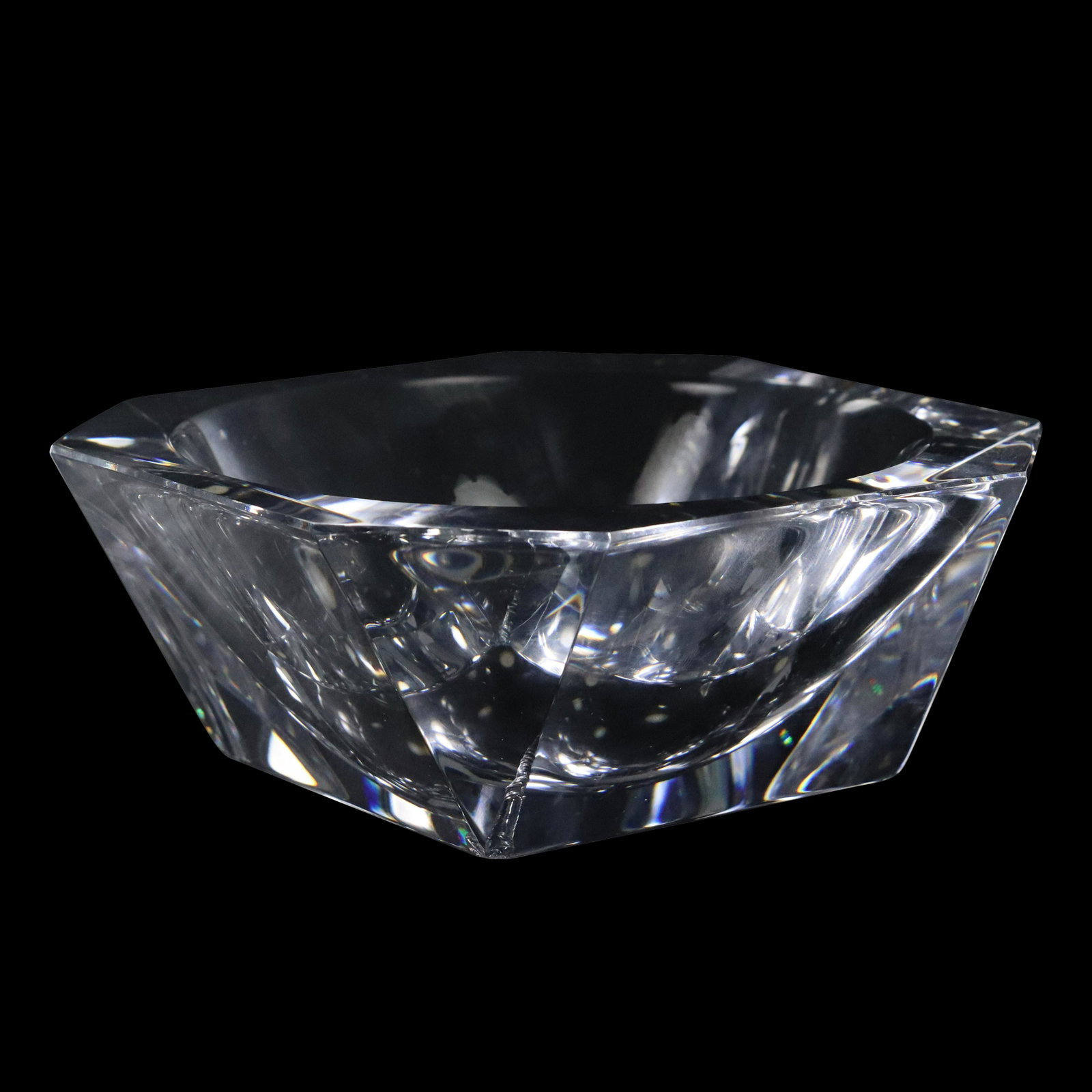 ORREFORS Sweden Thick Heavy Crystal Glass Bowl: ORREFORS Sweden Thick Heavy Crystal Glass Bowl. size: 2.75h 8w