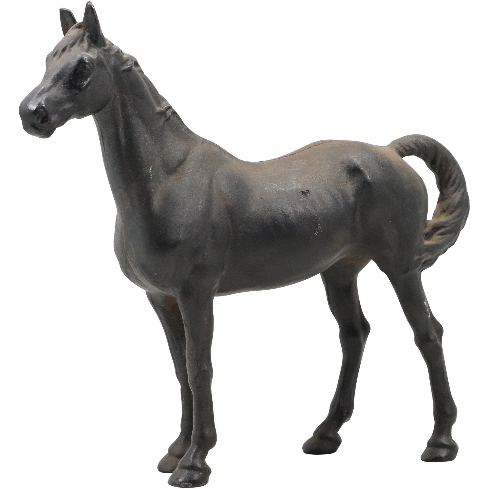 Antique Cast Iron HORSE Figurative Doorstop in original paint finish: Antique Cast Iron HORSE Figurative Doorstop in original paint finish. size: 10.25h 11.75w