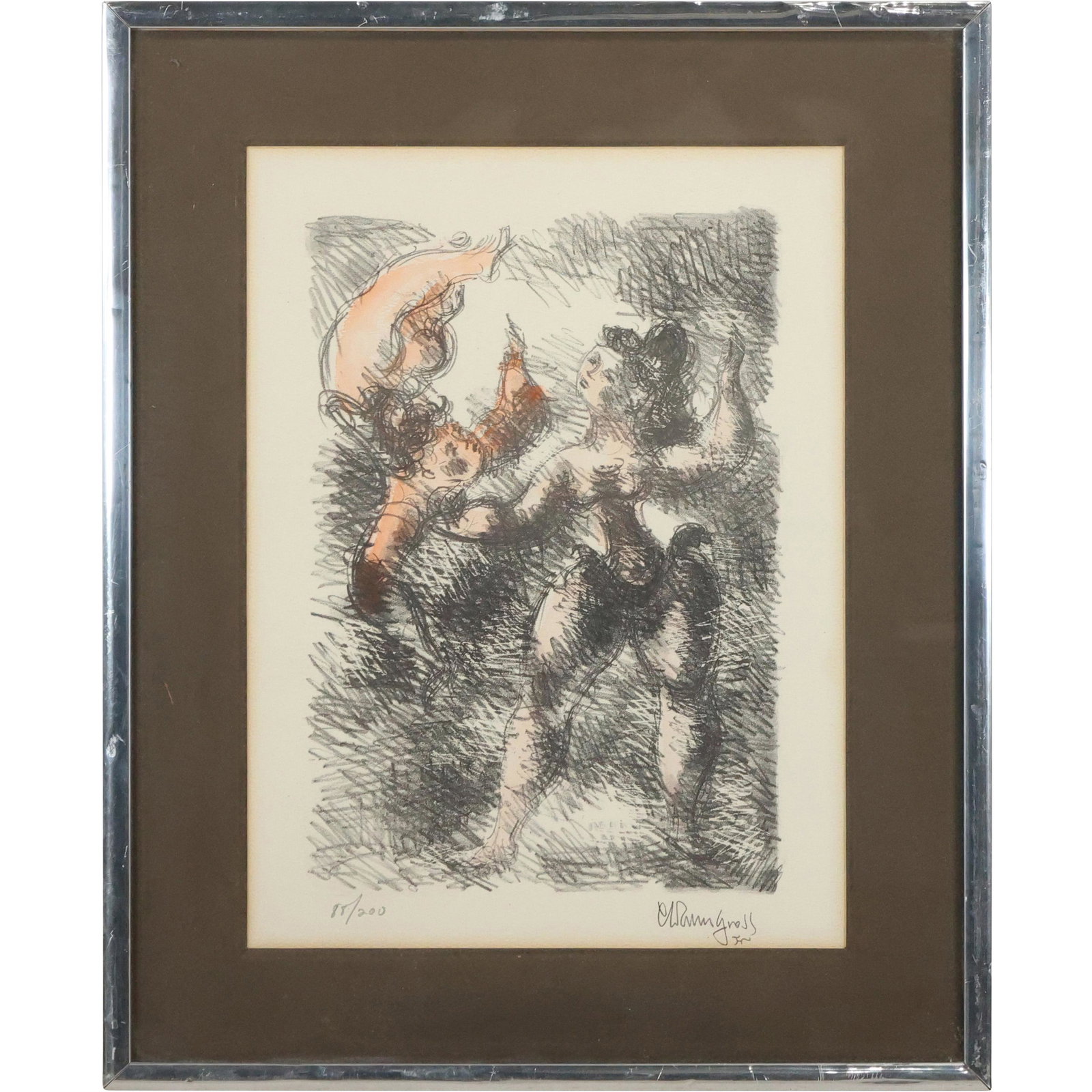 Chaim Gross, Lithograph, Women in Motion, #88/200 Pencil Signed, Framed: Chaim Gross, Lithograph, Women in Motion, #88/200 Pencil Signed, Framed. size: 15.25 x 11.25 matte, 20.75 x 16.75 outside frame. ASKart: Chaim Gross (1904 - 1991) was active/lived in New York, Massach