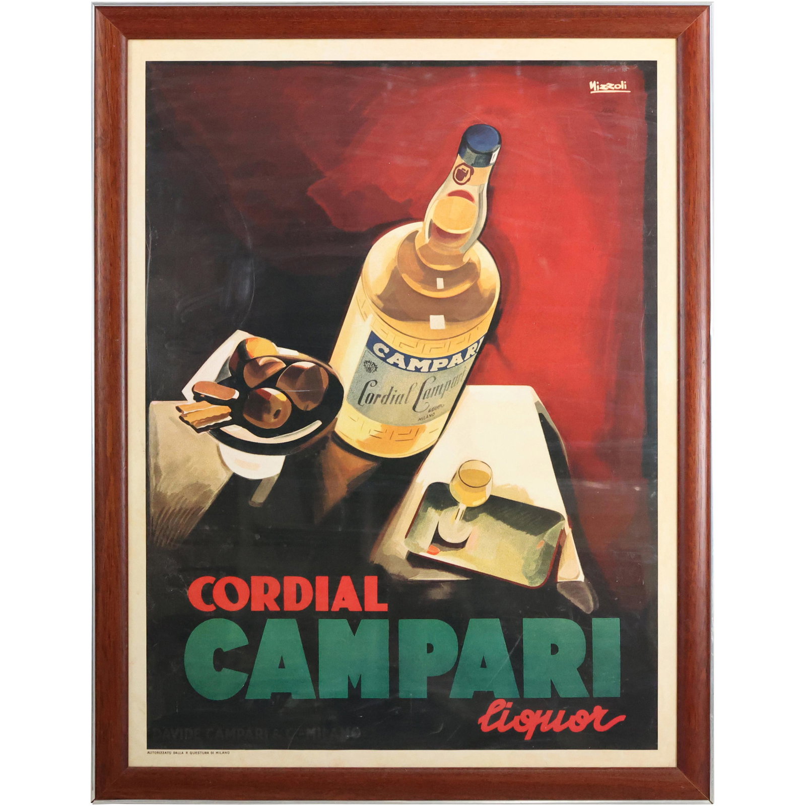 Cordial Campari Liquor poster, after the original by Marcello Nizzoli, Published 1999, Framed: Cordial Campari Liquor poster, after the original by Marcello Nizzoli, Published 1999, Framed. size: 31.5 x 23.5, 34.25 x 26.25 outside frame