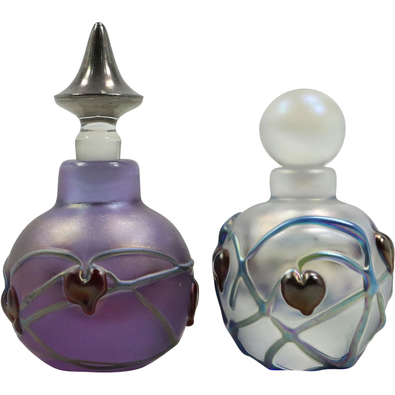 [2] Signed VANDERMARK Art Glass Bleeding Heart Perfume Bottles (1 of 13)