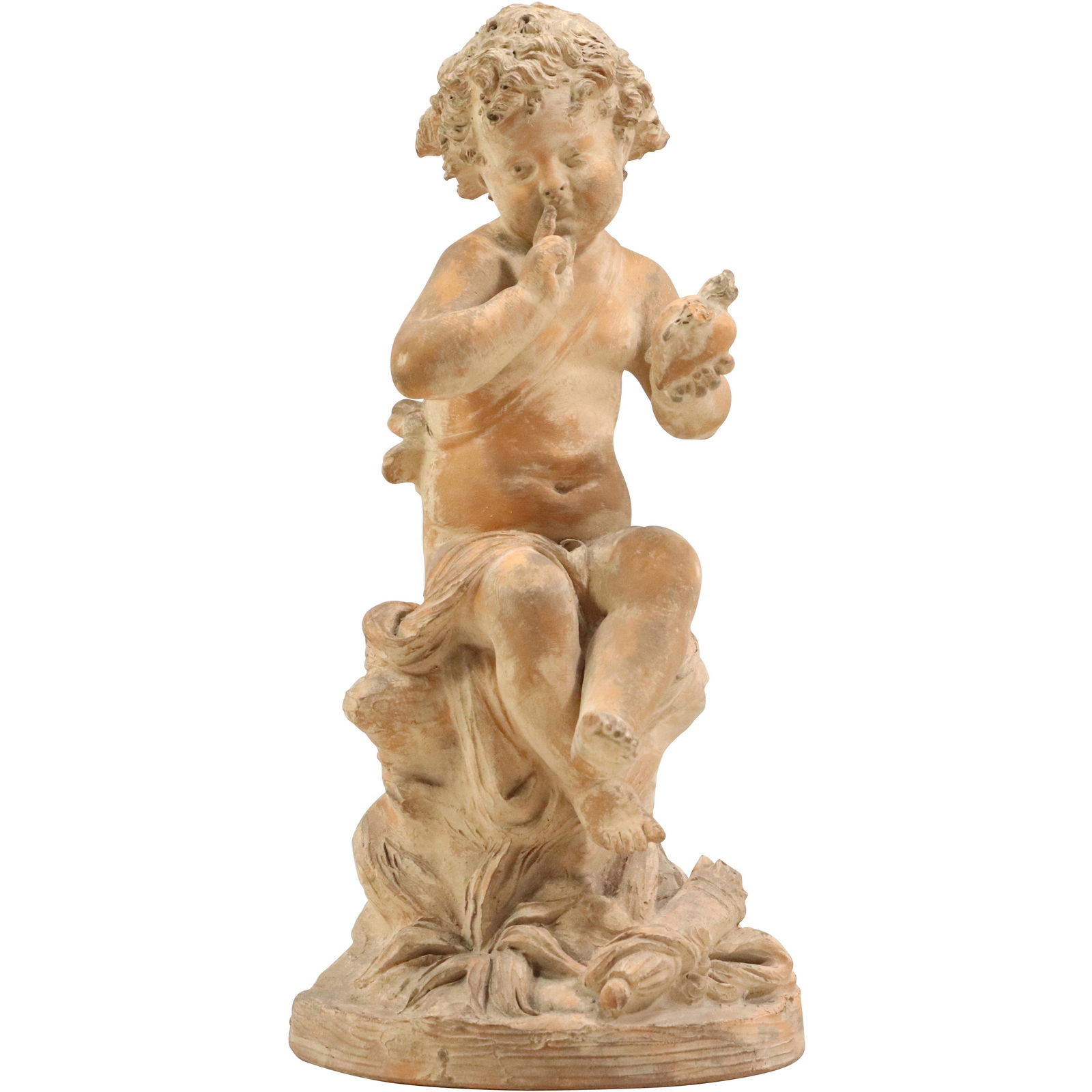 French Terra Cotta PUTTI Seated Figure Statue 11.25 inches height (1 of 10)