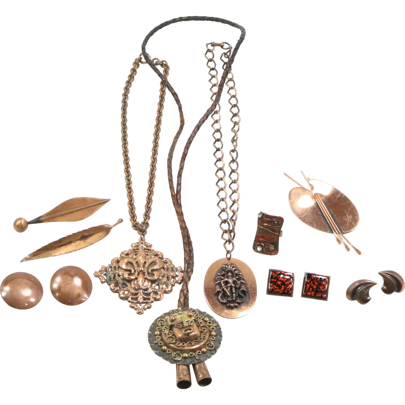 10 Pieces Copper Grouping: Ring, Pendants, Necklace,  - Nice Variety - Vintage (1 of 14)