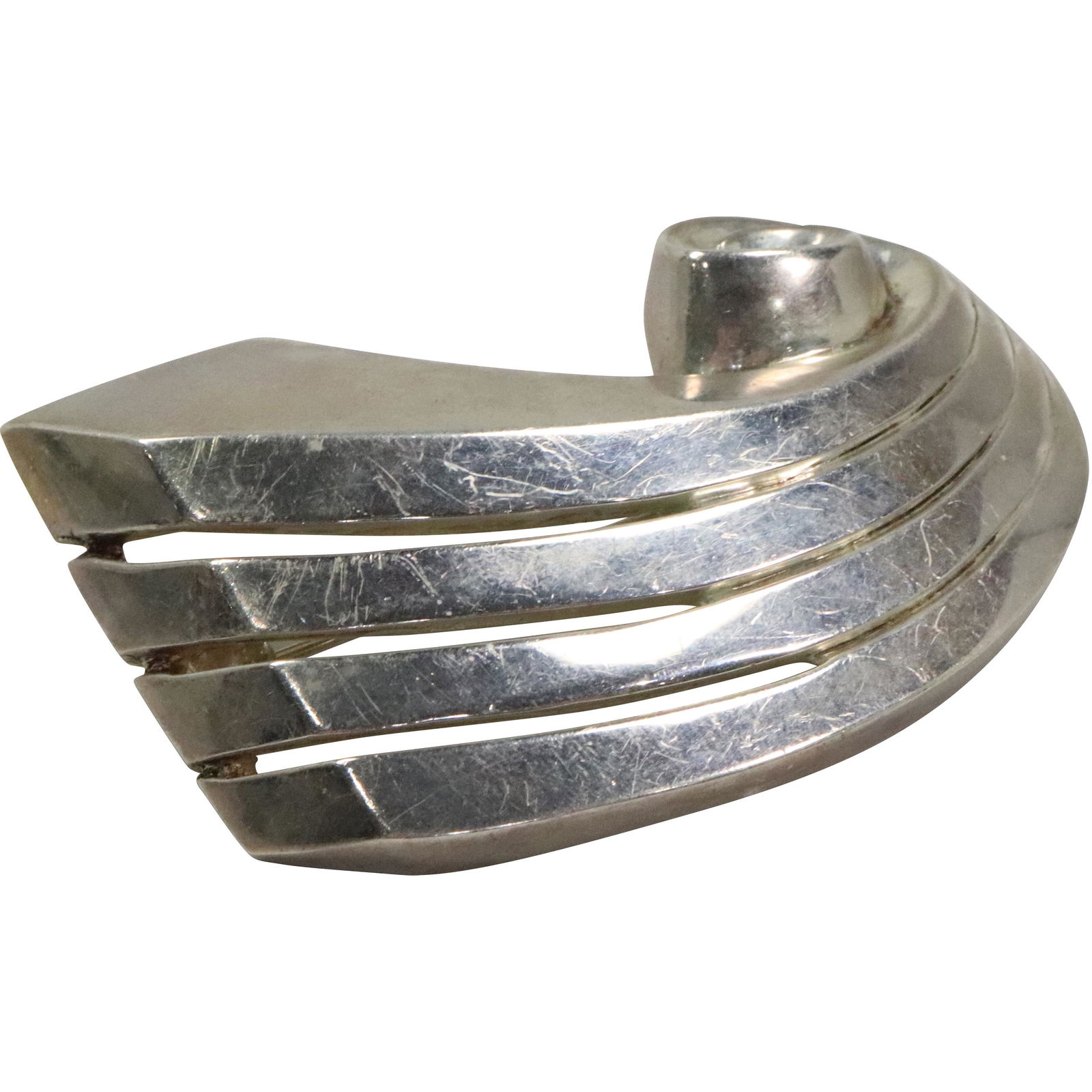 Sterling Silver Pin "Fanned Ribbon", Heavy Gauge, 2 1/2 in. x 1 3/4 in.: Sterling Silver Pin "Fanned Ribbon", Heavy Gauge, 2 1/2 in. x 1 3/4 in.