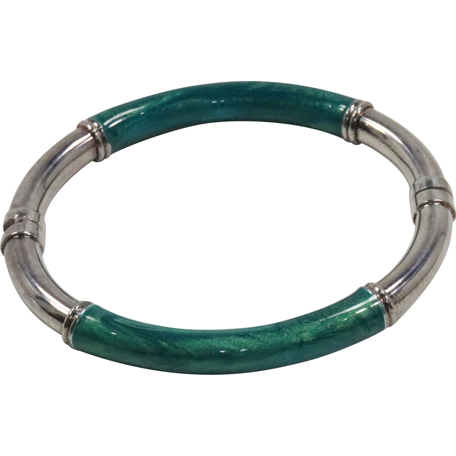 .925 Sterling Silver & Enameled Bangle Bracelet Milor Italy, 2 1/2 in. x 2 3/4 in. x 1/4 in. (1 of 6)