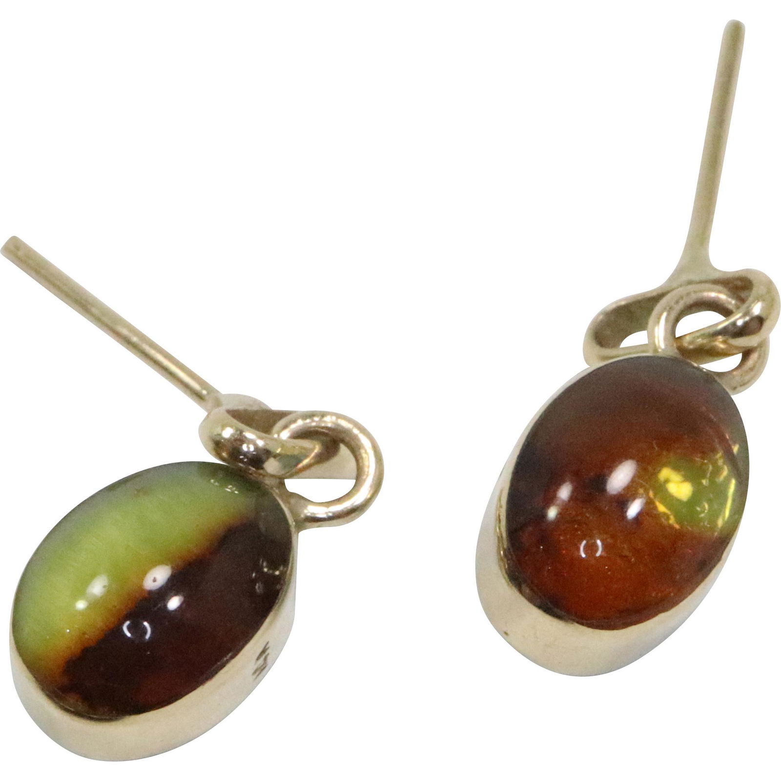 14K GOLD with Larimar & Abalone Pierced Earrings, 3/4 in. x 1/4 in.: 14K GOLD with Larimar & Abalone Pierced Earrings, 3/4 in. x 1/4 in.