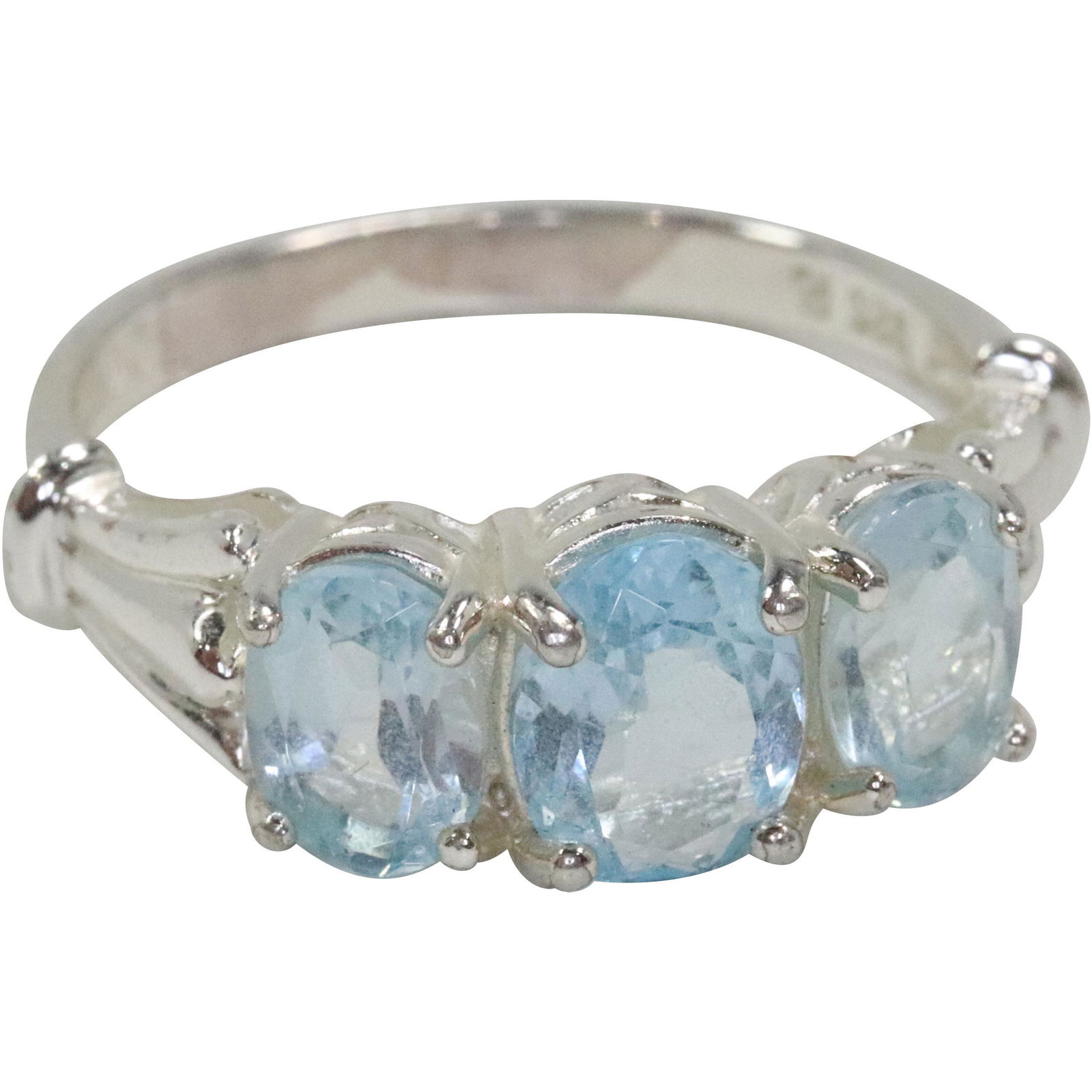 .925 Sterling Silver Blue Topaz Ring Size 10 ; 7/8 in. x 3/8 in. (1 of 6)