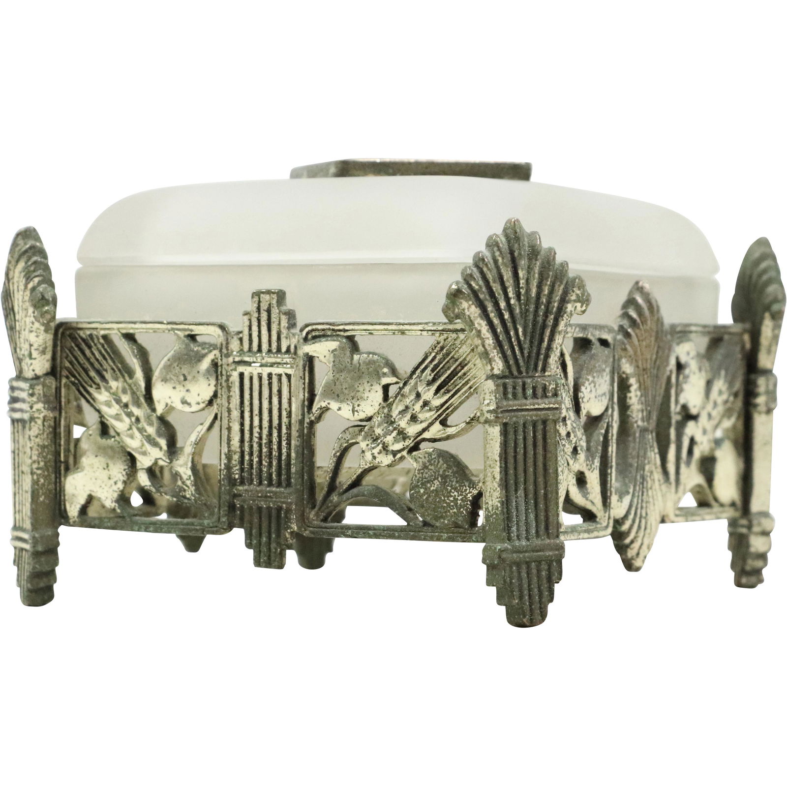 Art Deco Metal Frame Dresser Box with Sating Glass Insert Box and Cover (1 of 9)