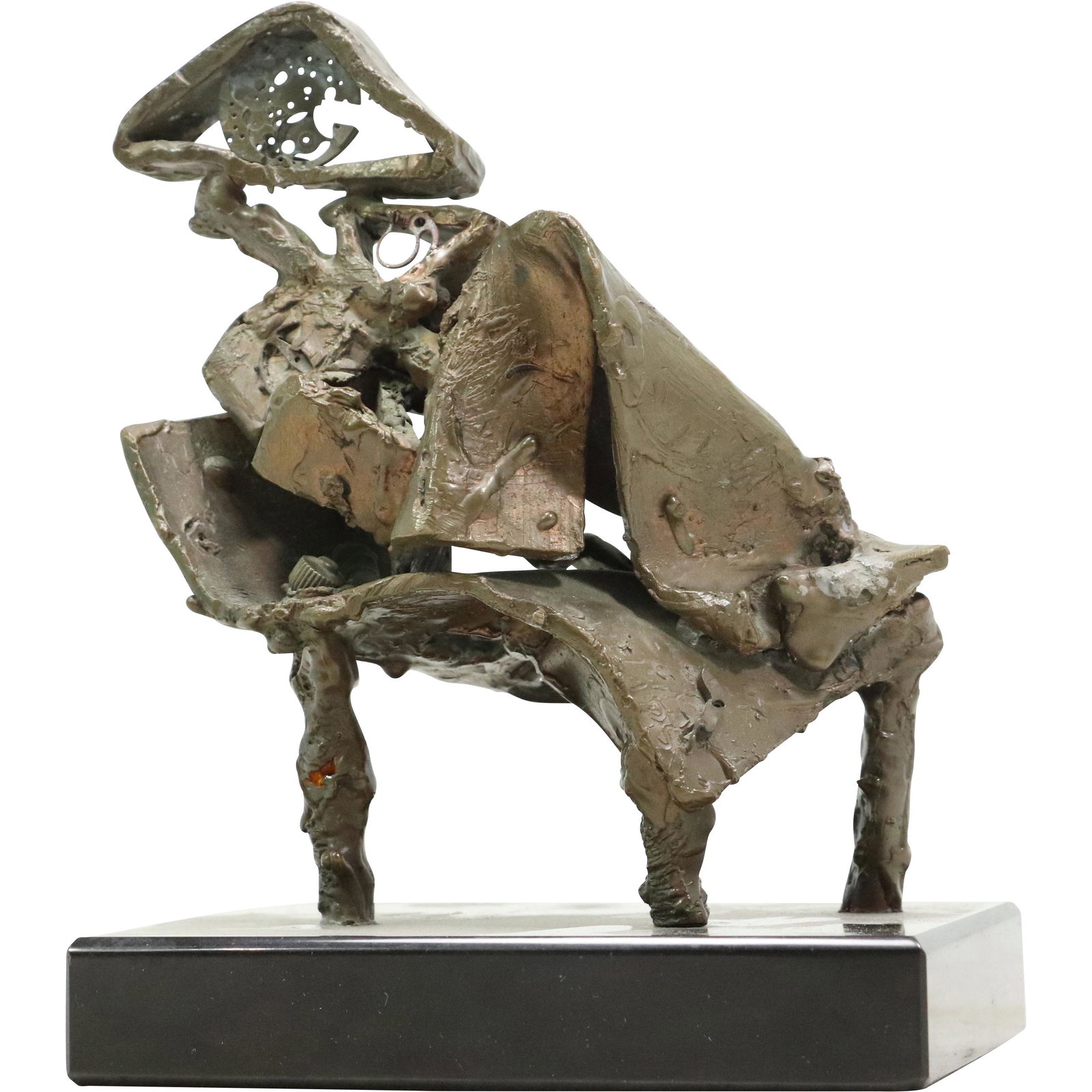 BRONZE BRUTALIST Reclining Figure on Recamier Sculpture: BRONZE BRUTALIST Reclining Figure on Recamier Sculpture. size: 7.25h 5.5w