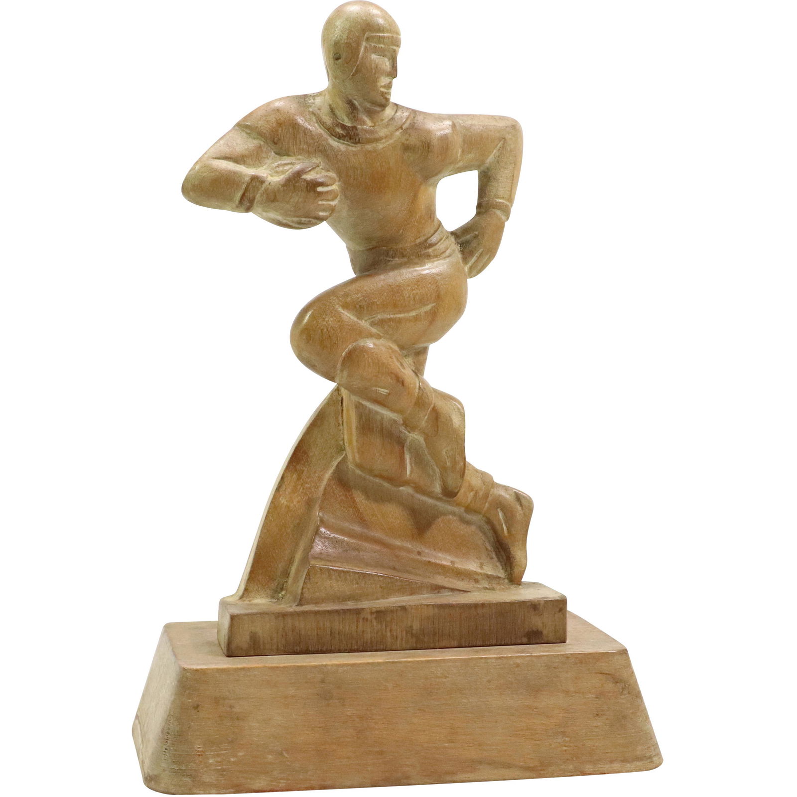 Vintage Art Deco Carved Wooden Football Player Statue Sculpture (1 of 8)