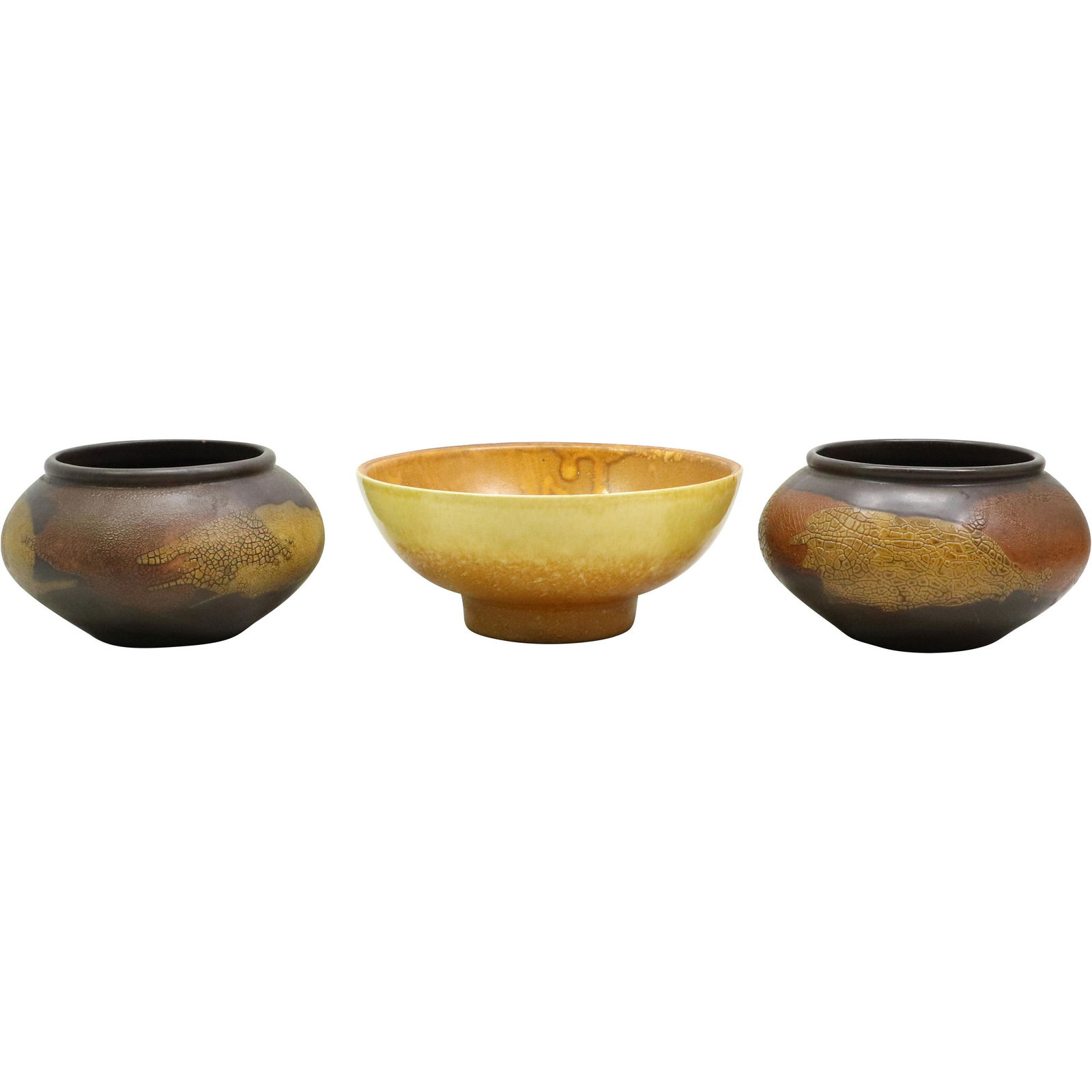 3 Assorted HAEGER Ceramic Bowls in Different Colors, Textures (1 of 12)