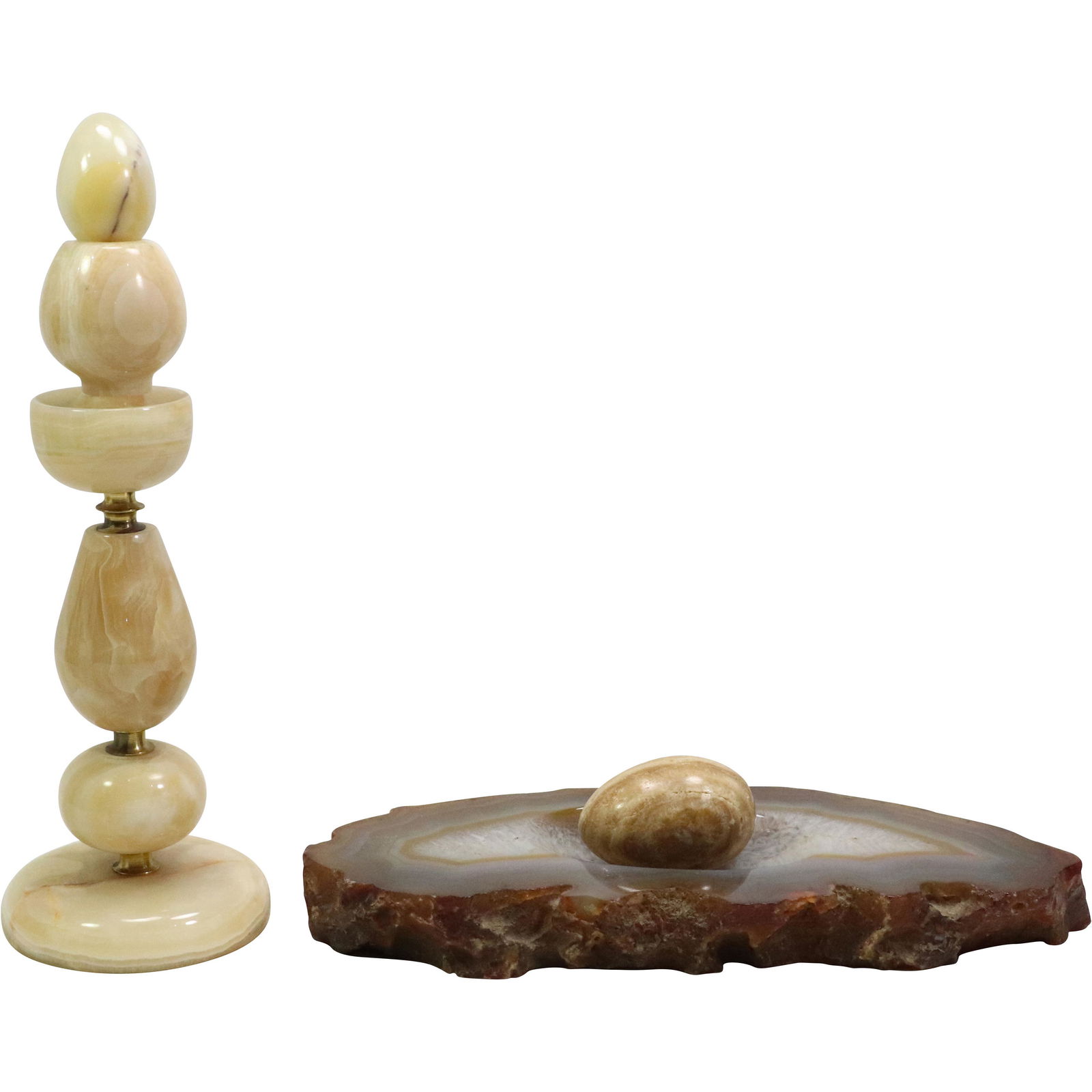 [2] Rock Sculptures, Tower Onyx Sculpture and Geode with Marble Egg (1 of 12)