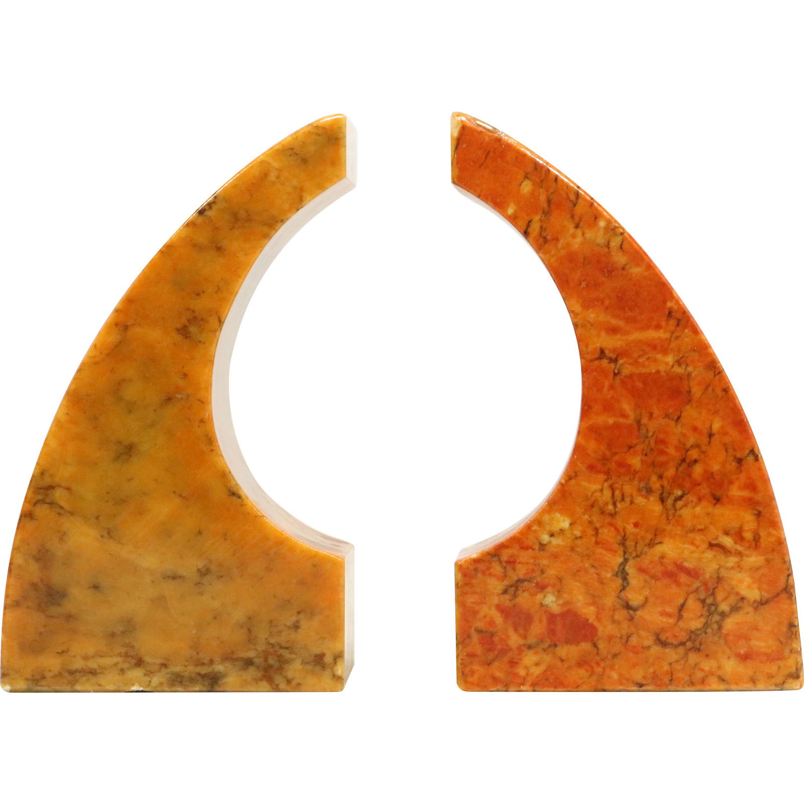 Modern Design Orange Polished Stone Marble Arched Bookends (1 of 6)