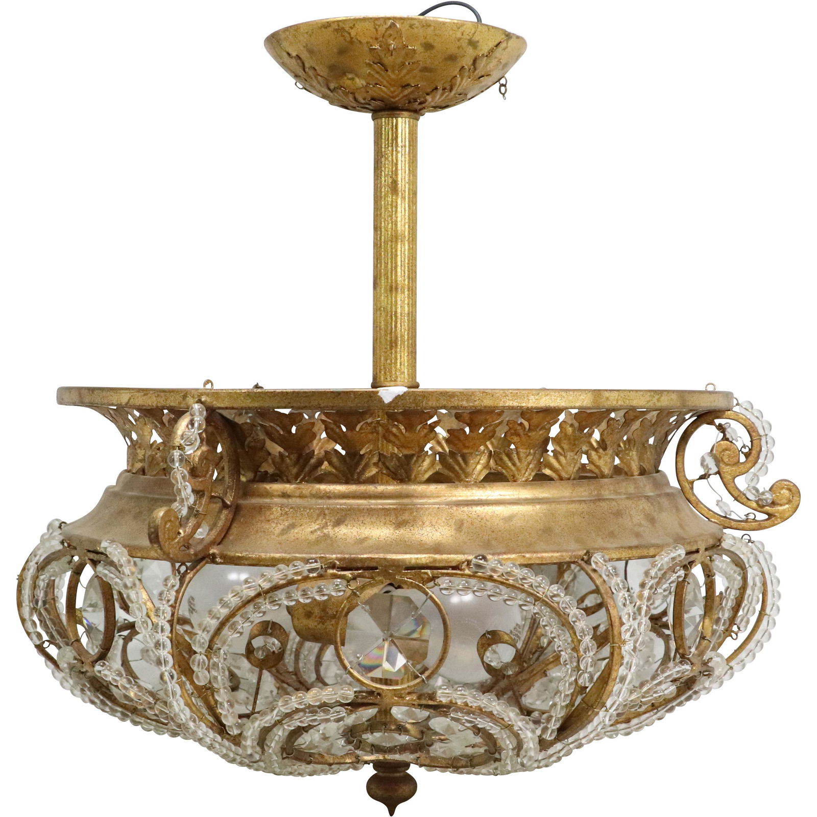 Fabulous Hollywood Regency Hanging Dome Chandelier with Fancy Bead Work Design (1 of 12)