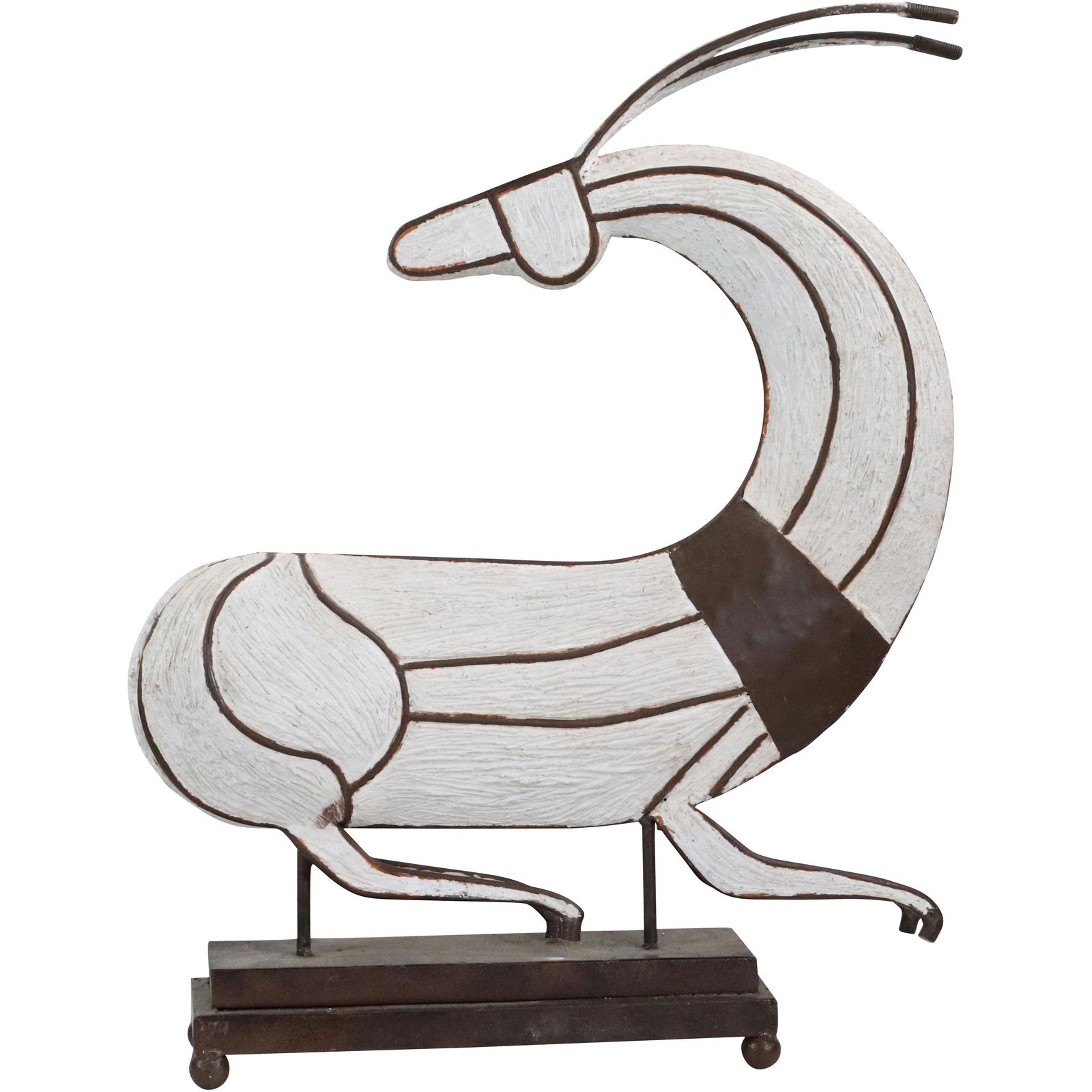 Mid-Century Modern Cast Cement Stone and Wire Gazelle Figure Sculpture 29 inches x 24 inches (1 of 11)