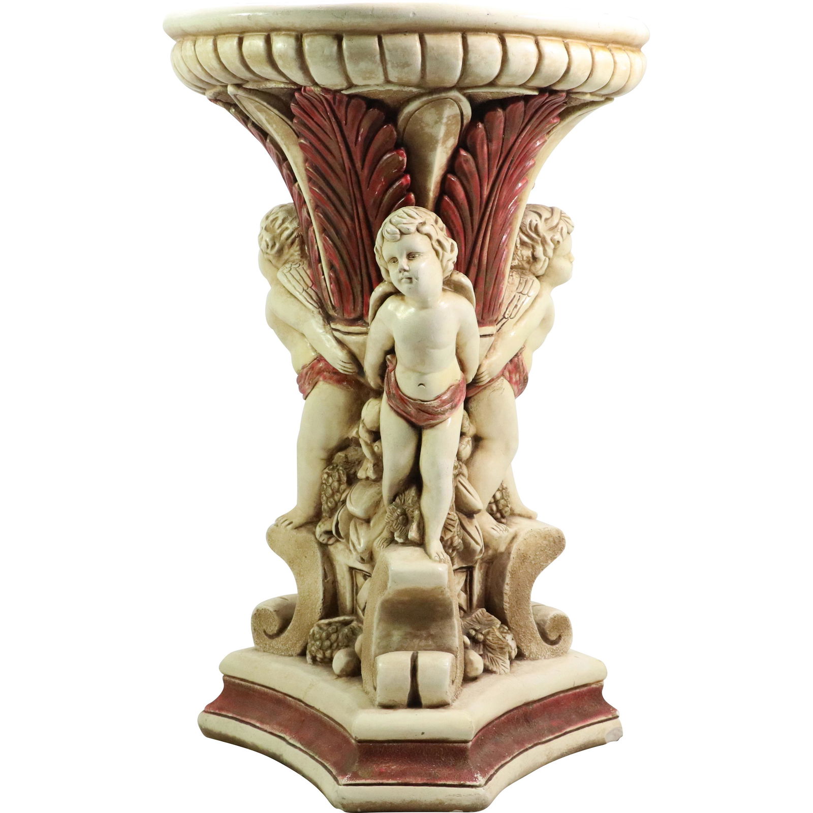 French Cast Plaster Pedestal Base with 4 Cherubs Figures (1 of 16)