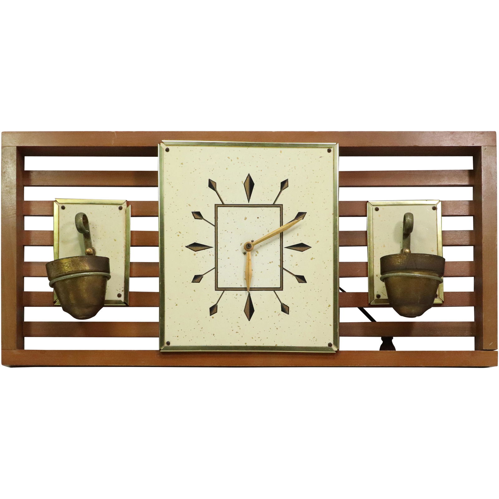 Mid-Century Modern Wall Clock with Planter Sides (1 of 10)