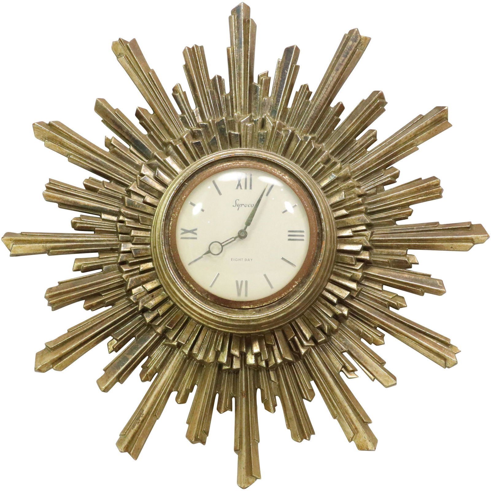 Mid-Century Modern Syroco Wood Starburst Wall Clock (1 of 11)