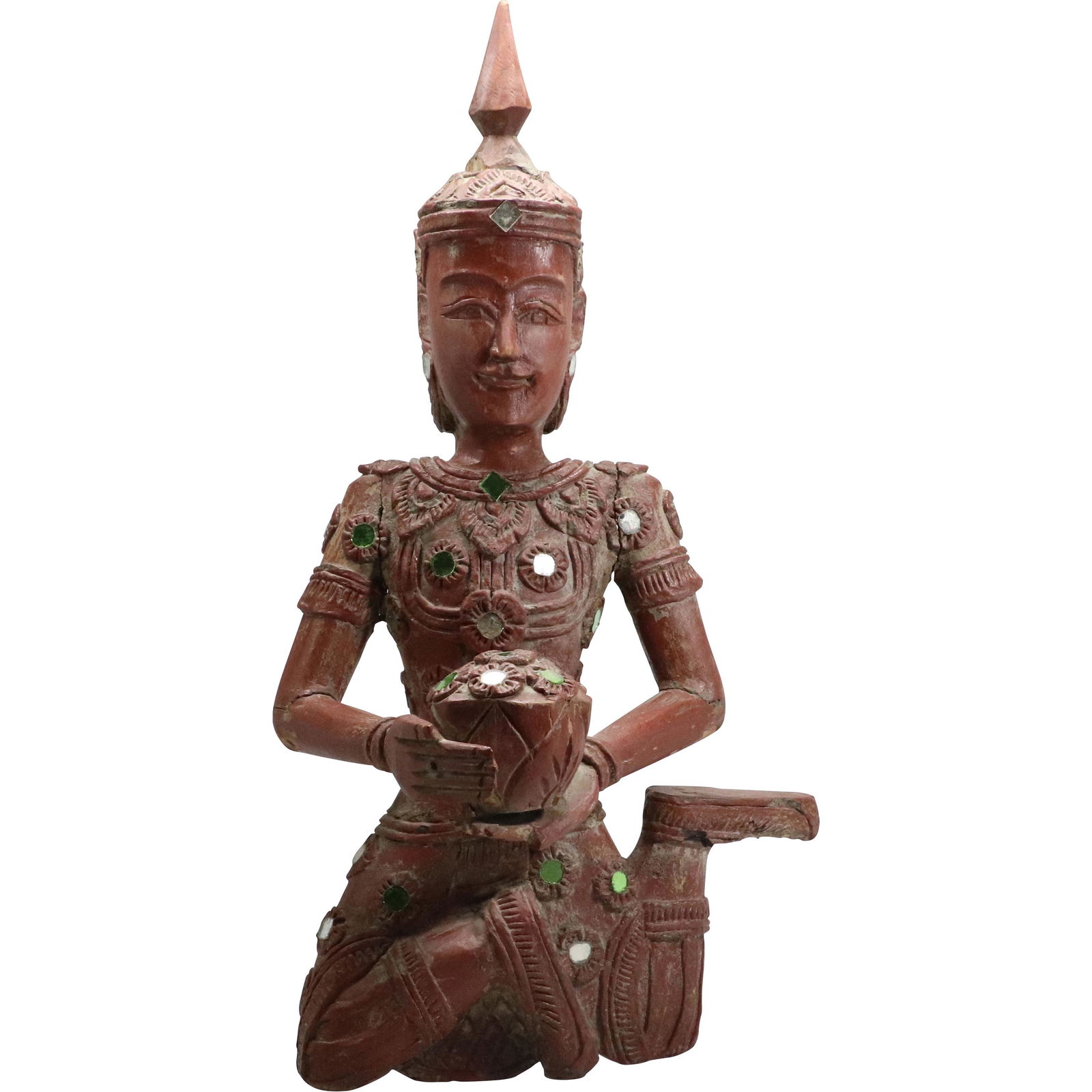 Large Carved Wooden Tibetan Buddha Mounted on Lucite Base 28 inches height (1 of 13)