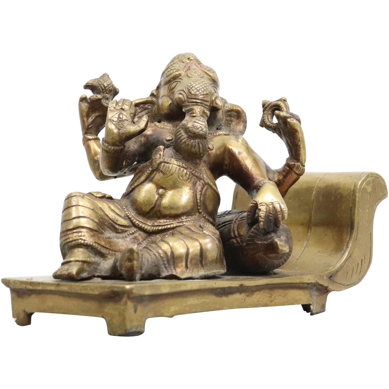 Bronze Statue Elephant Buddha on a Recamier Sofa (1 of 16)