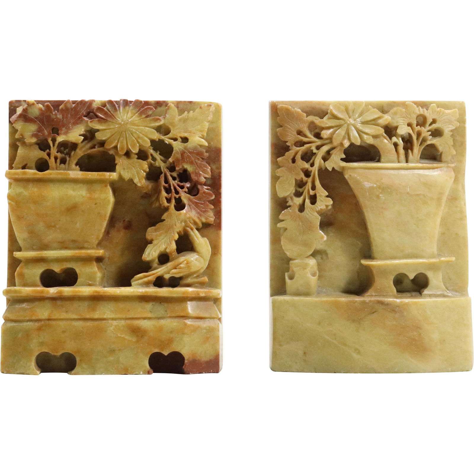 Carved Chinese Soapstone Bookends - Vintage (1 of 12)