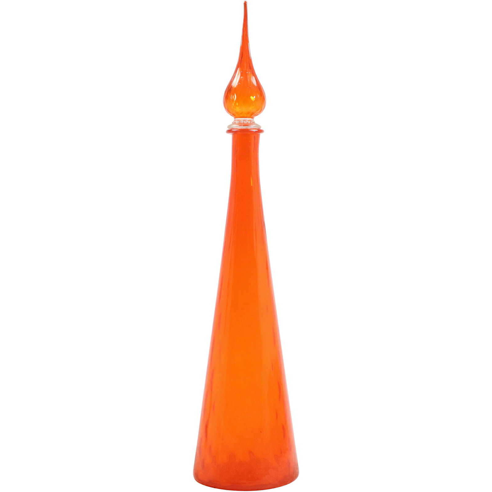 Mid-Century Modern Bright Orange Tall Glass Bottle Decanter 25 inches height (1 of 14)