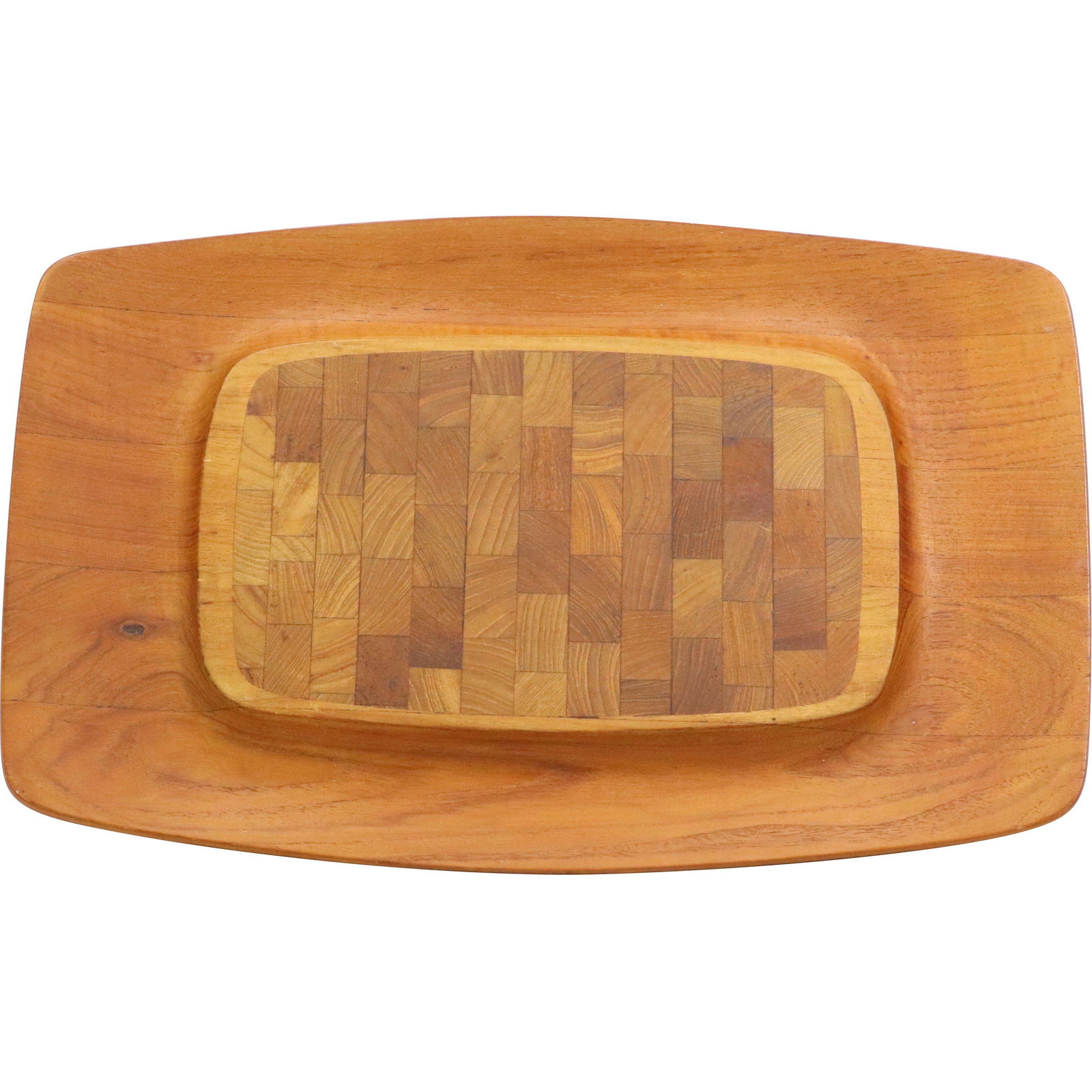 DANSK Designs Denmark Teak Wood Parquet Top Serving Tray (1 of 9)