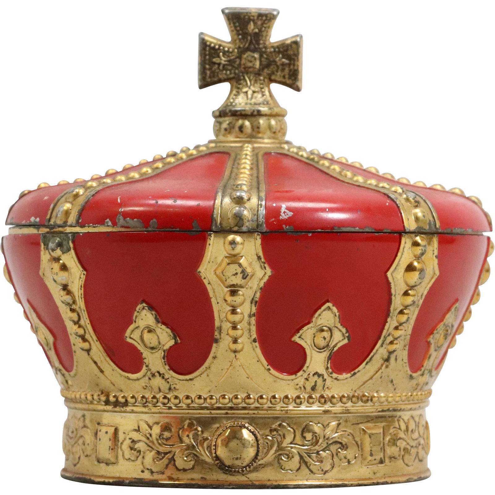 Vintage Metal King's Crown Musical Dresser Box: Vintage Metal King's Crown Musical Dresser Box. size: 5.5h 6w