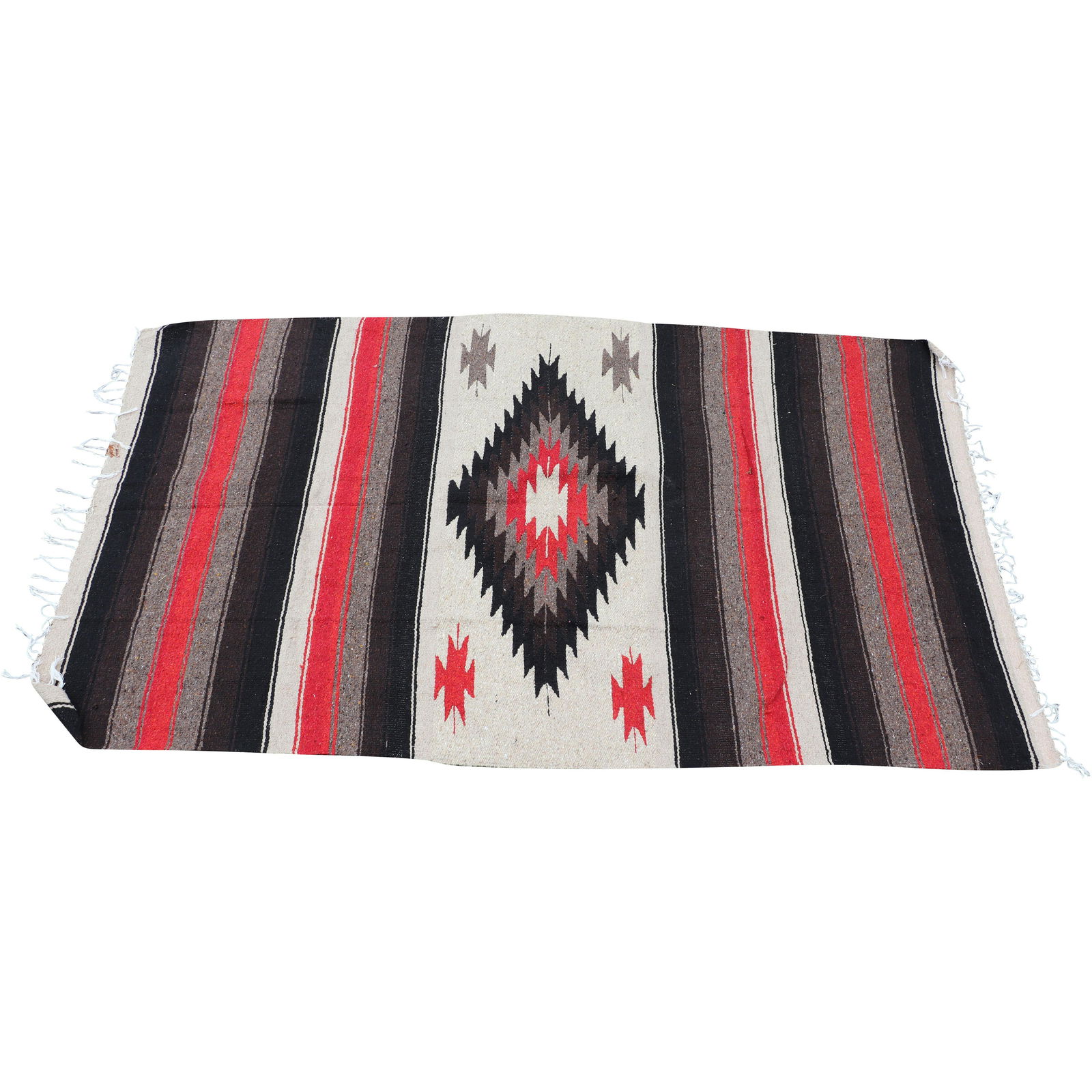 Navaho Style Geometric Red White Black Wool Rug (1 of 7)