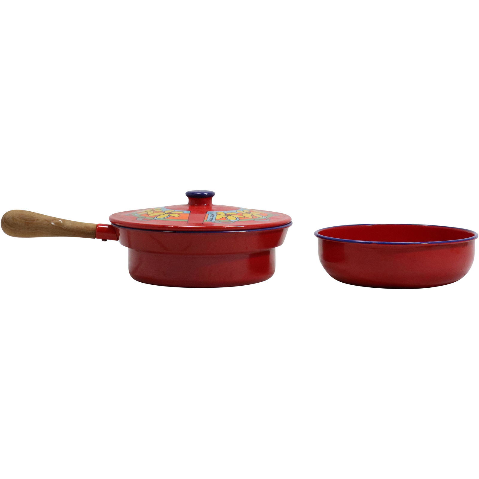 PETER MAX Red Enameled Cast Iron Cook Skillet with Double Pan (1 of 19)