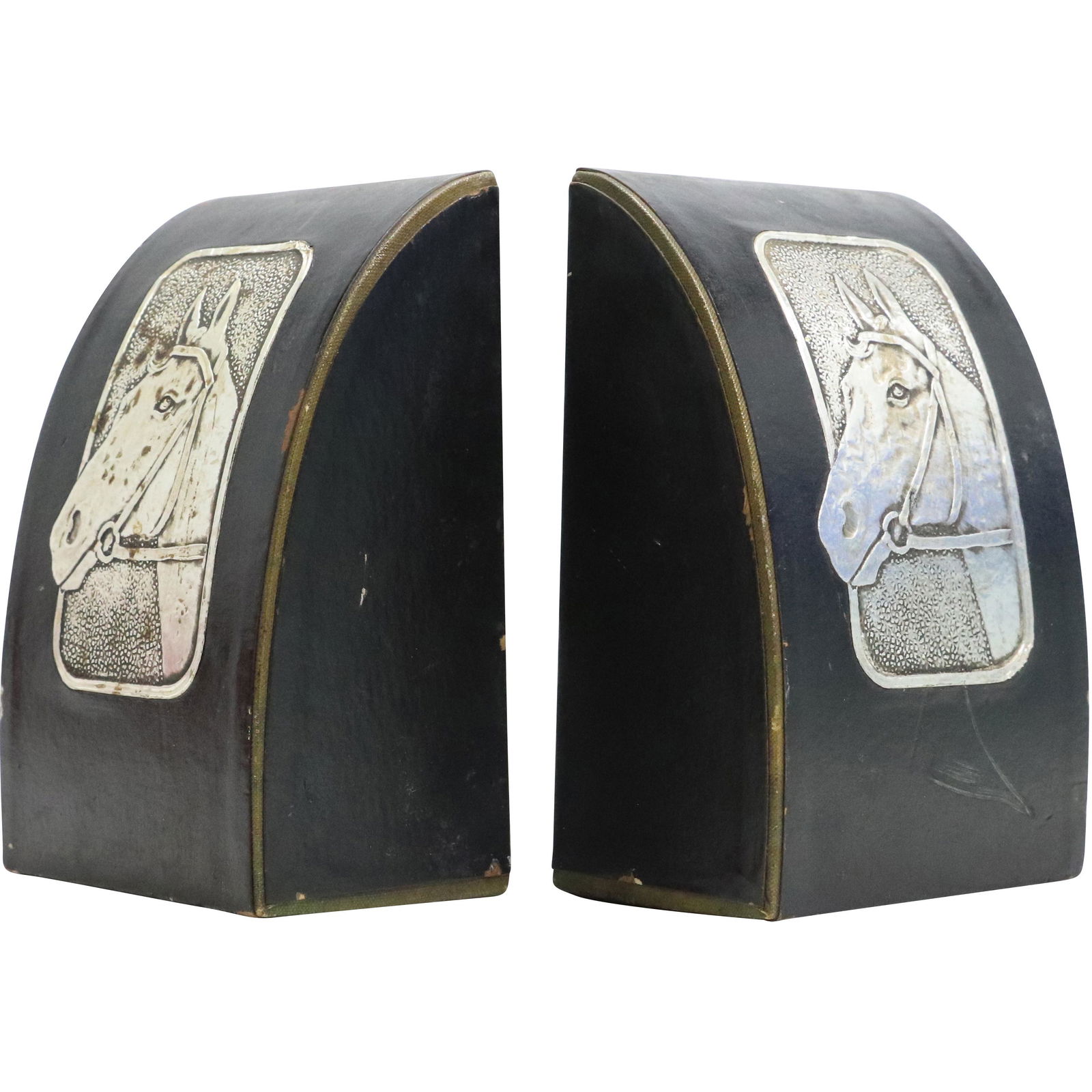 Silver Panel Horse Head Bookends: Silver Panel Horse Head Bookends. size: 6.25h 4w