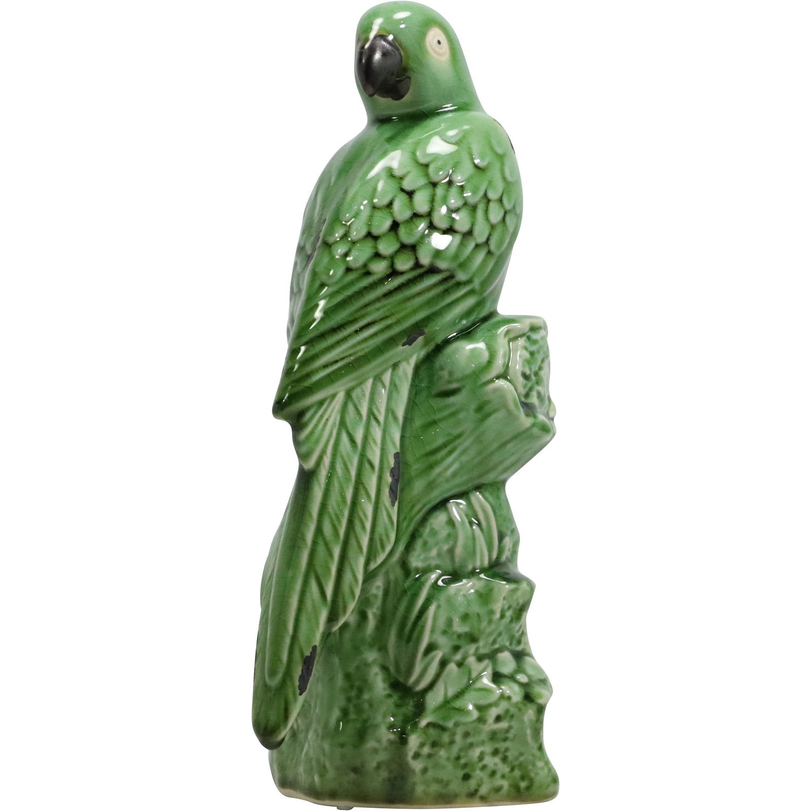 Vintage Green Glazed Ceramic PARROT Figure Statue (1 of 12)