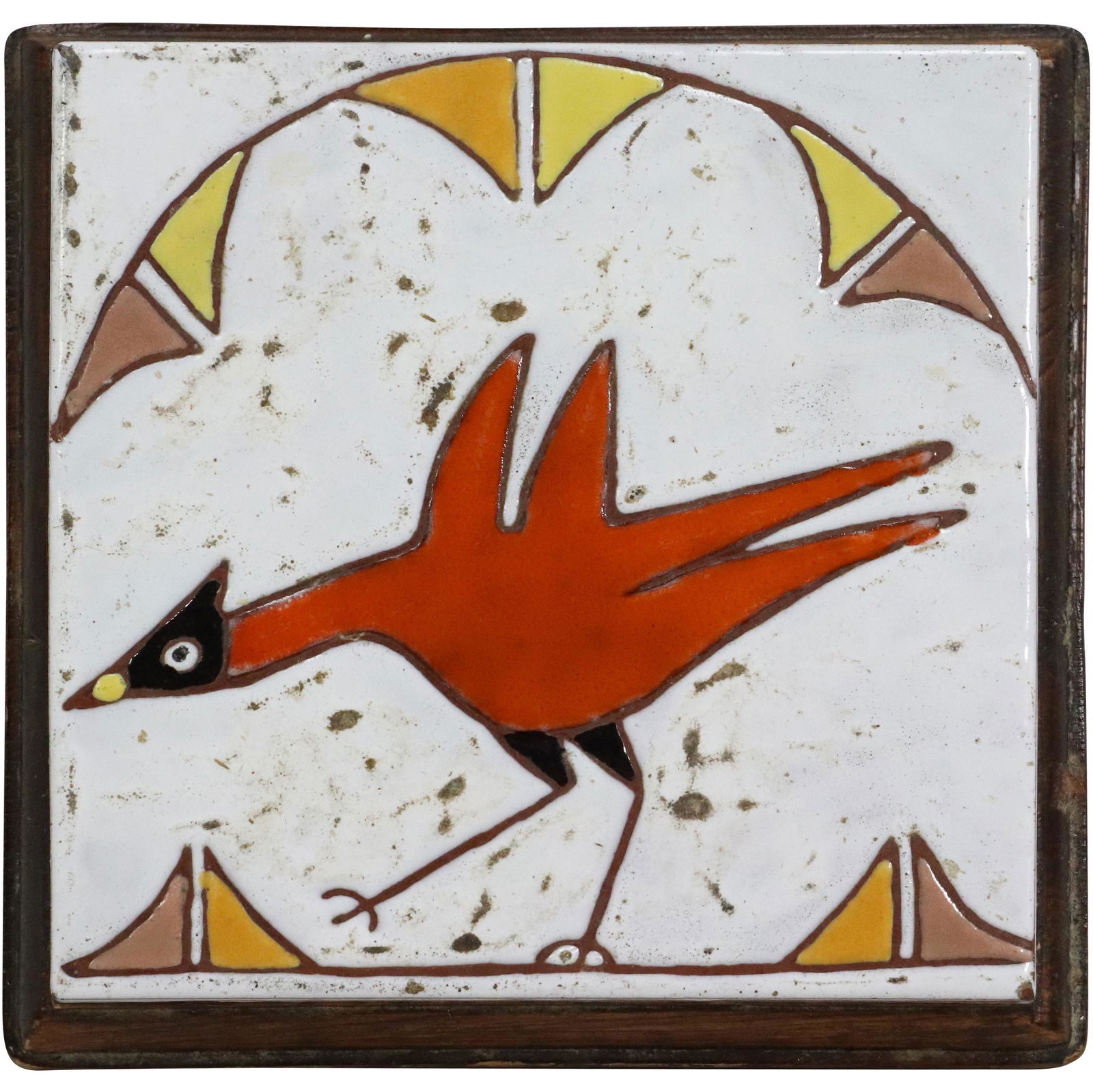 Mid-Century Modern Red Bird Tile Hot Plate (1 of 6)
