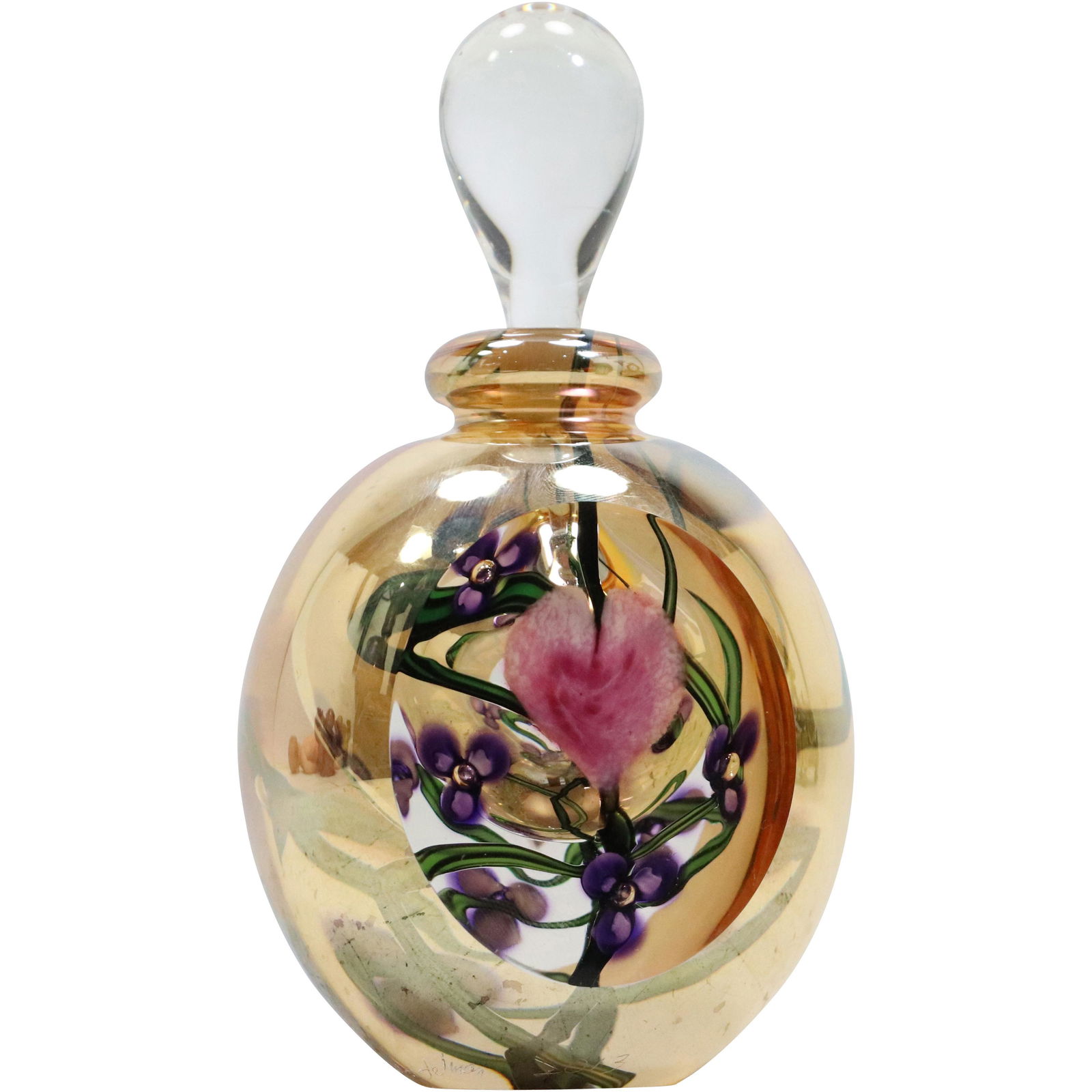 Quality Artist Signed Studio Art Glass Perfume Bottle with Stopper (1 of 10)