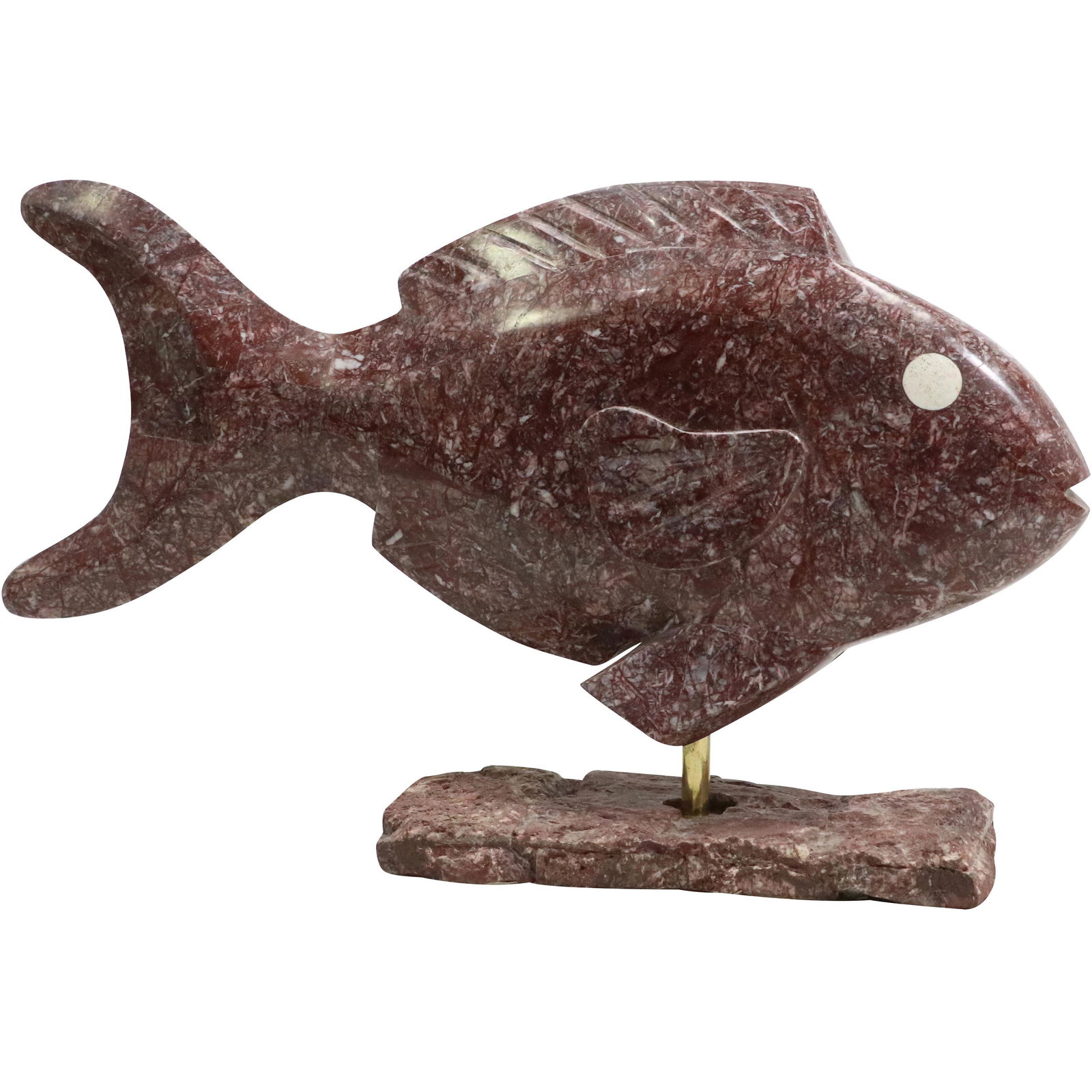 Polished Rose Marble Tropical Fish Sculpture on Stand (1 of 12)